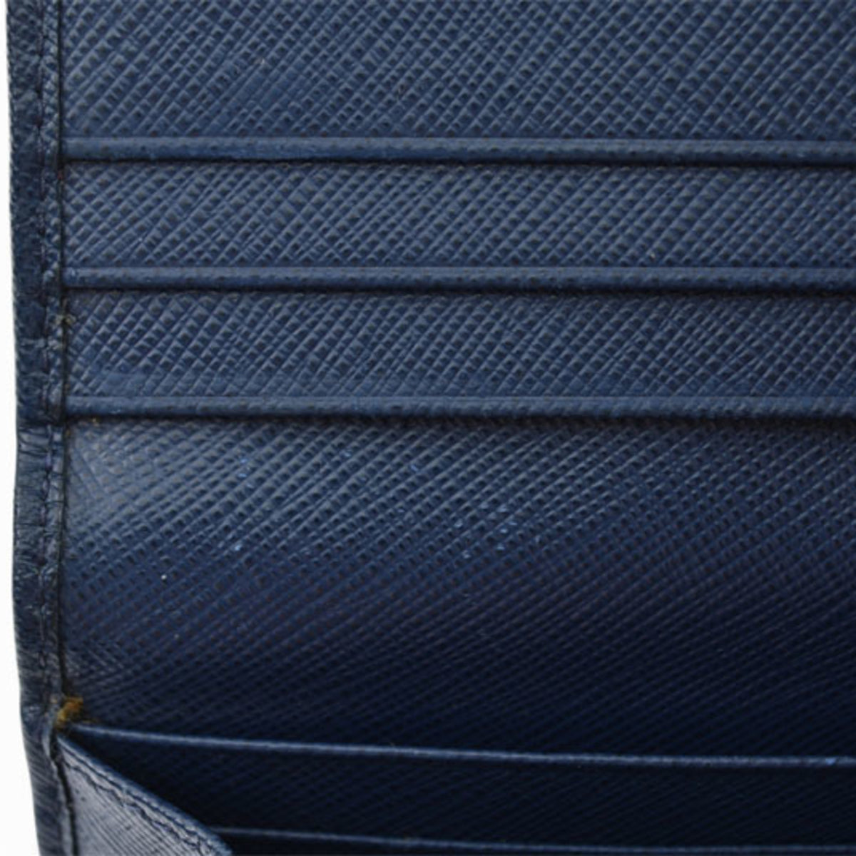 Prada Saffiano Blue Bluette Leather Long Wallet (Bi-Fold) (Pre-Owned)