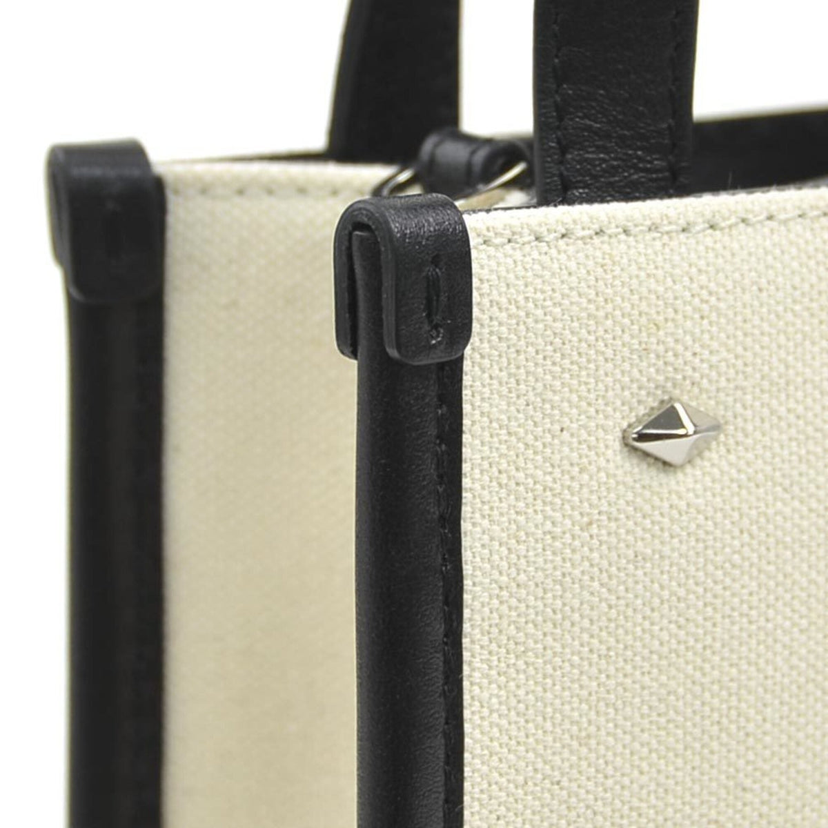 Jimmy Choo Black Ivory Canvas Leather Shoulder Bag (Pre-Owned)