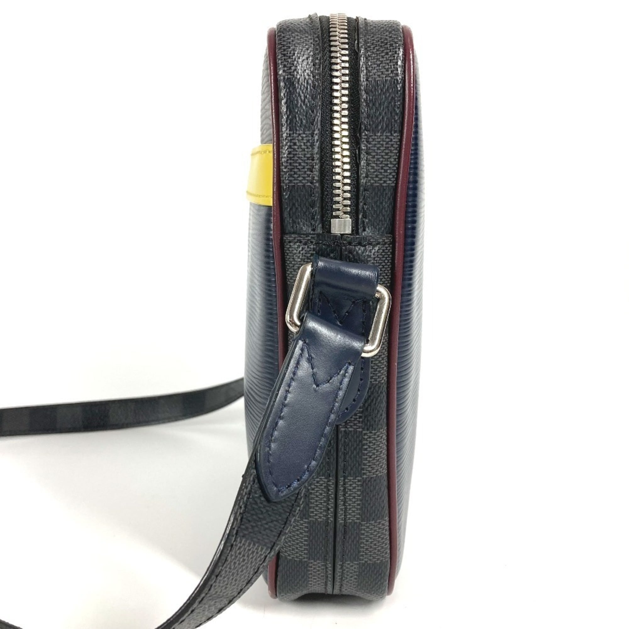 Louis Vuitton Galle Navy Yellow Damier Graphite Epi Leather Pochette Shoulder Bag (Pre-Owned)