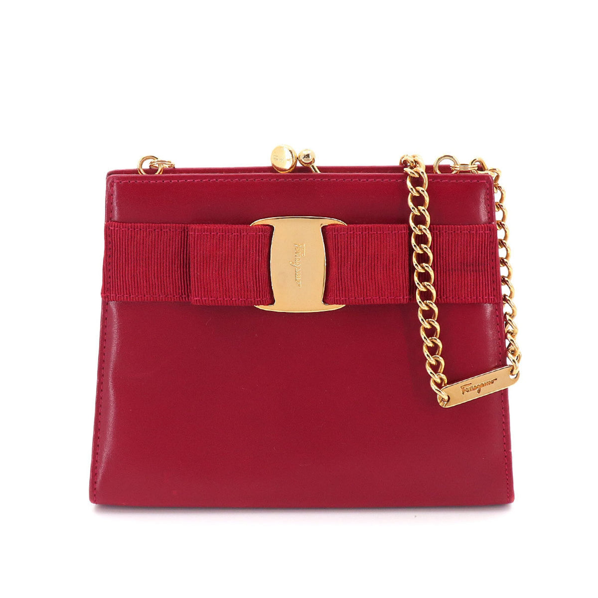 Salvatore Ferragamo Red Color Leather Shoulder Bag (Pre-Owned)