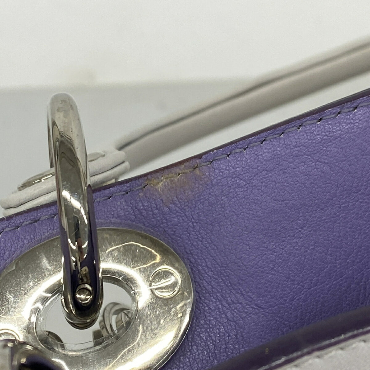 Christian Dior Light Gray Purple Leather Handbag (Pre-Owned)