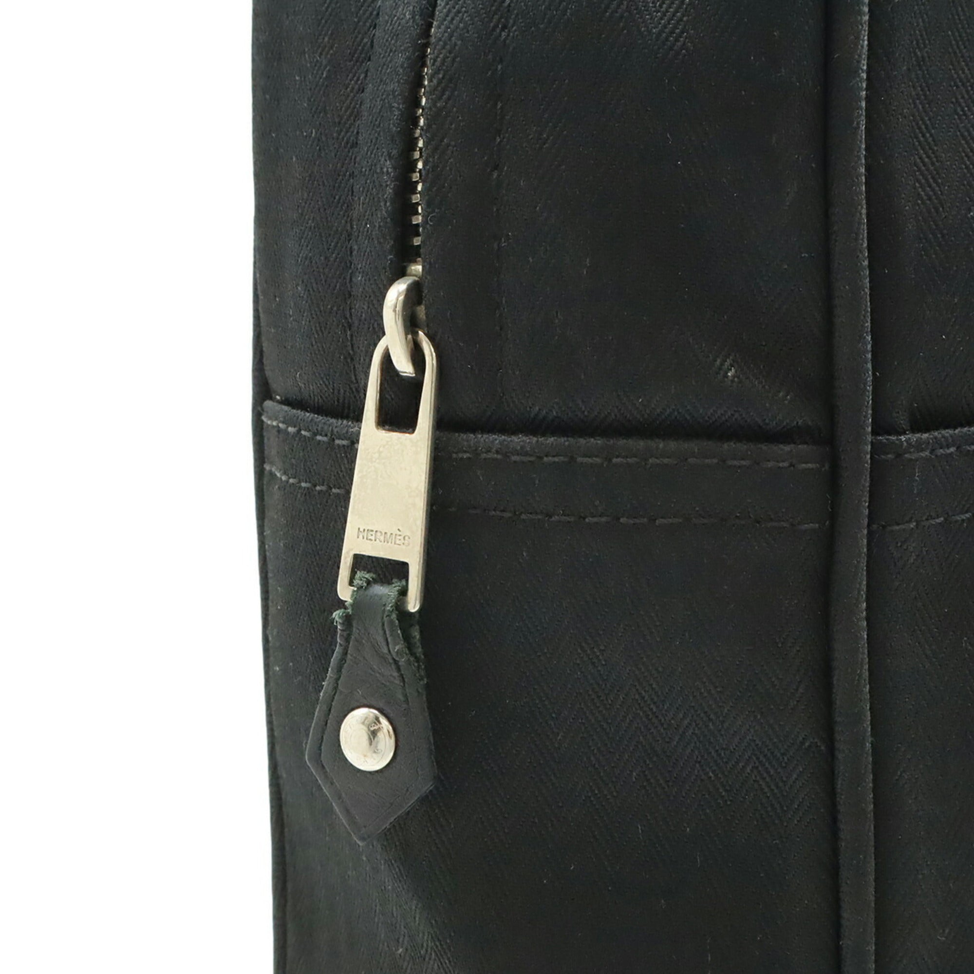 Hermes Acapulco Black Toile Chevron Leather Backpack Tote Bag (Pre-Owned)