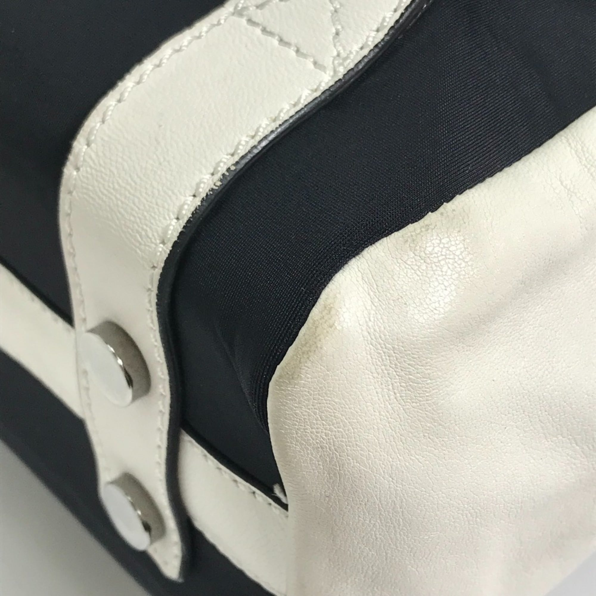 Jimmy Choo Black White Leather Jersey Backpack (Pre-Owned)