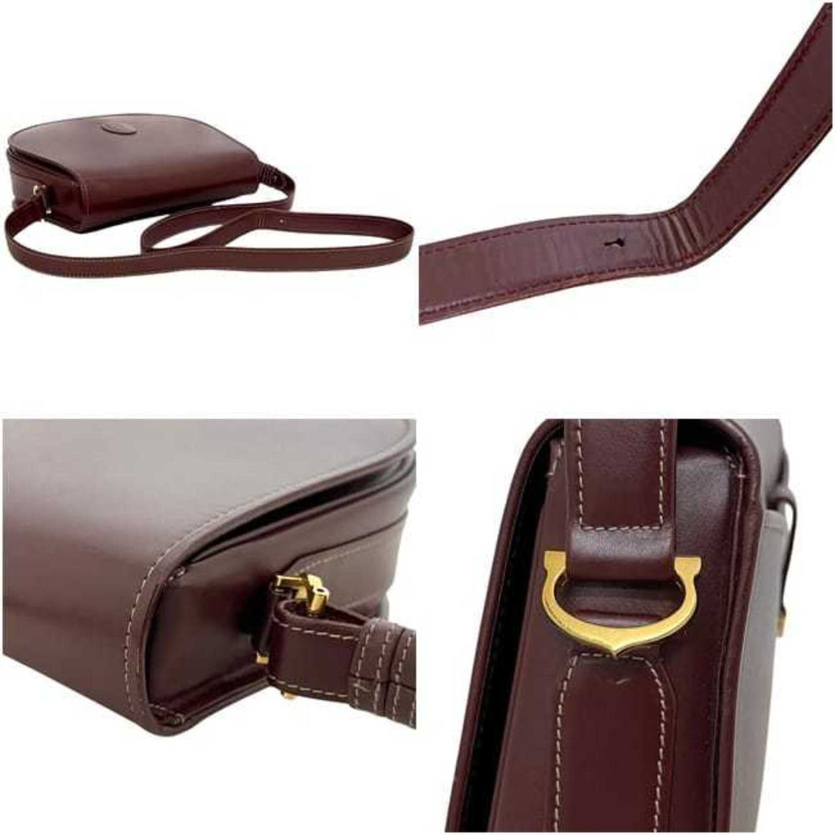 Cartier Bordeaux Leather Shoulder Bag (Pre-Owned)