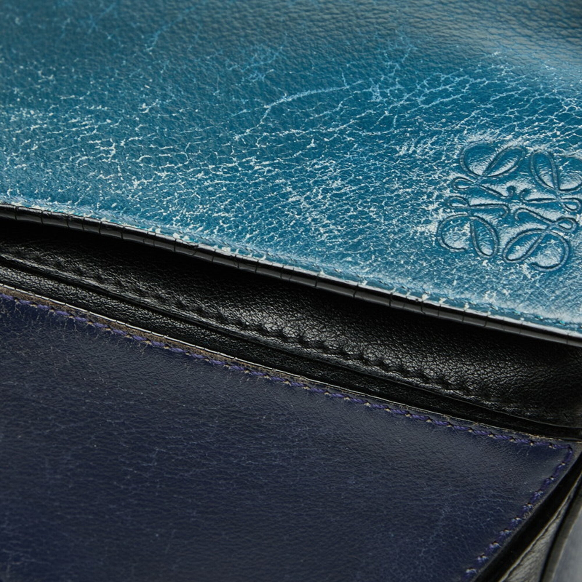 Loewe Puzzle Navy Purple Leather Handbag Shoulder Bag (Pre-Owned)