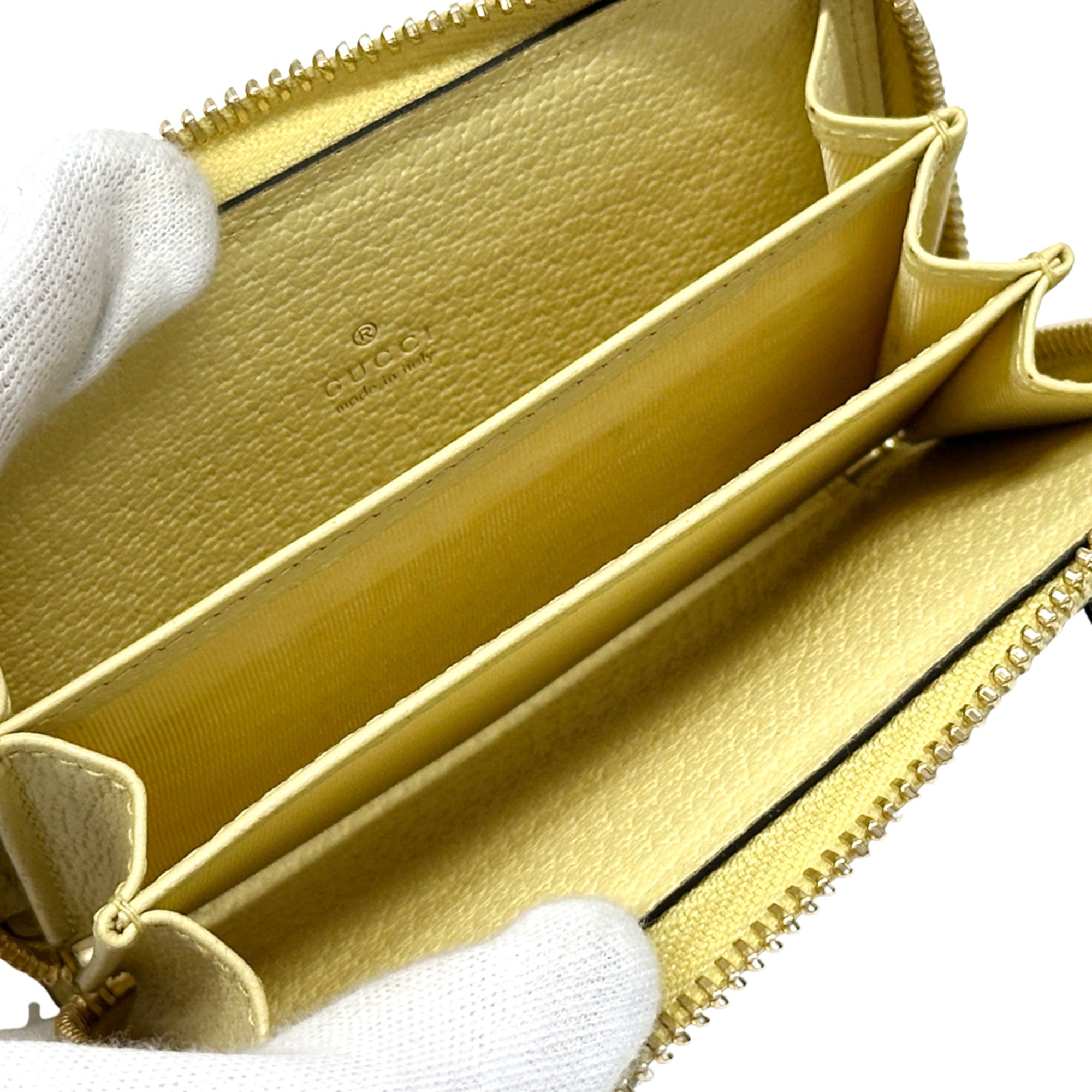 Gucci Yellow Canvas Leather Coin Purse/Coin Case (Pre-Owned)