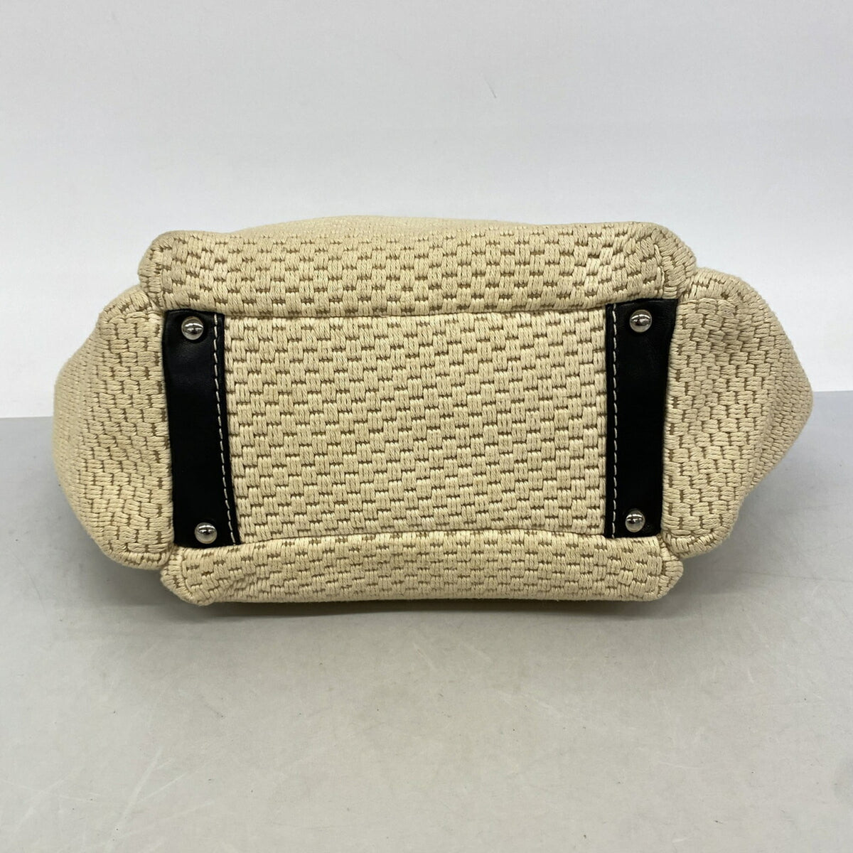Chanel Beige Black Canvas Shoulder Bag (Pre-Owned)