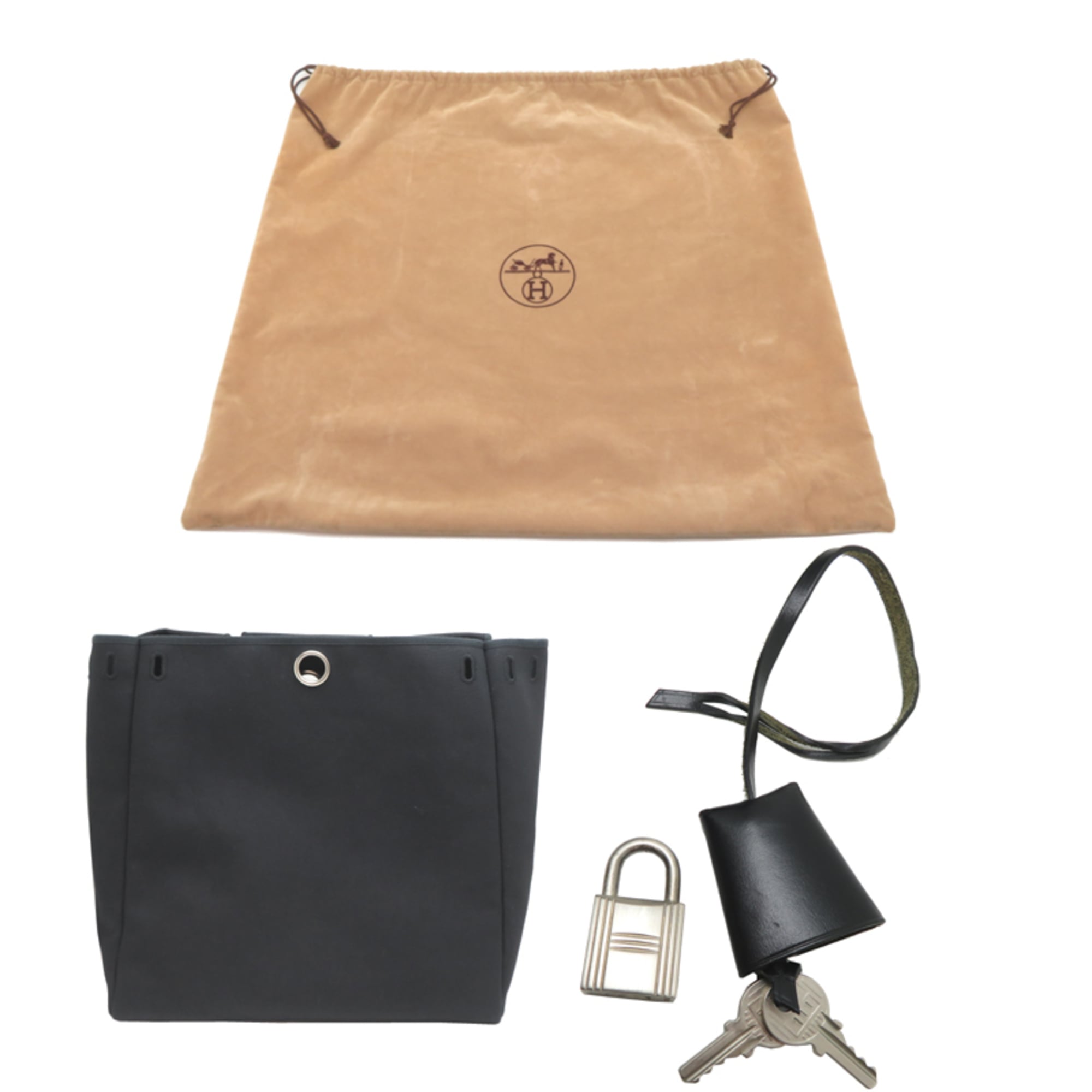 Hermes Black Toile Officier Handbag (Pre-Owned)
