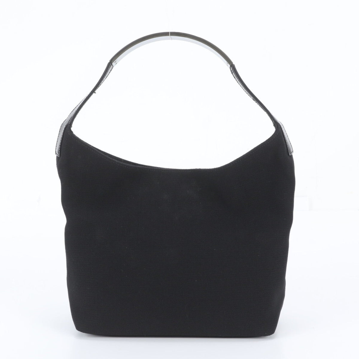 Gucci Black Leather Canvas Handbag Shoulder Bag Tote Bag (Pre-Owned)
