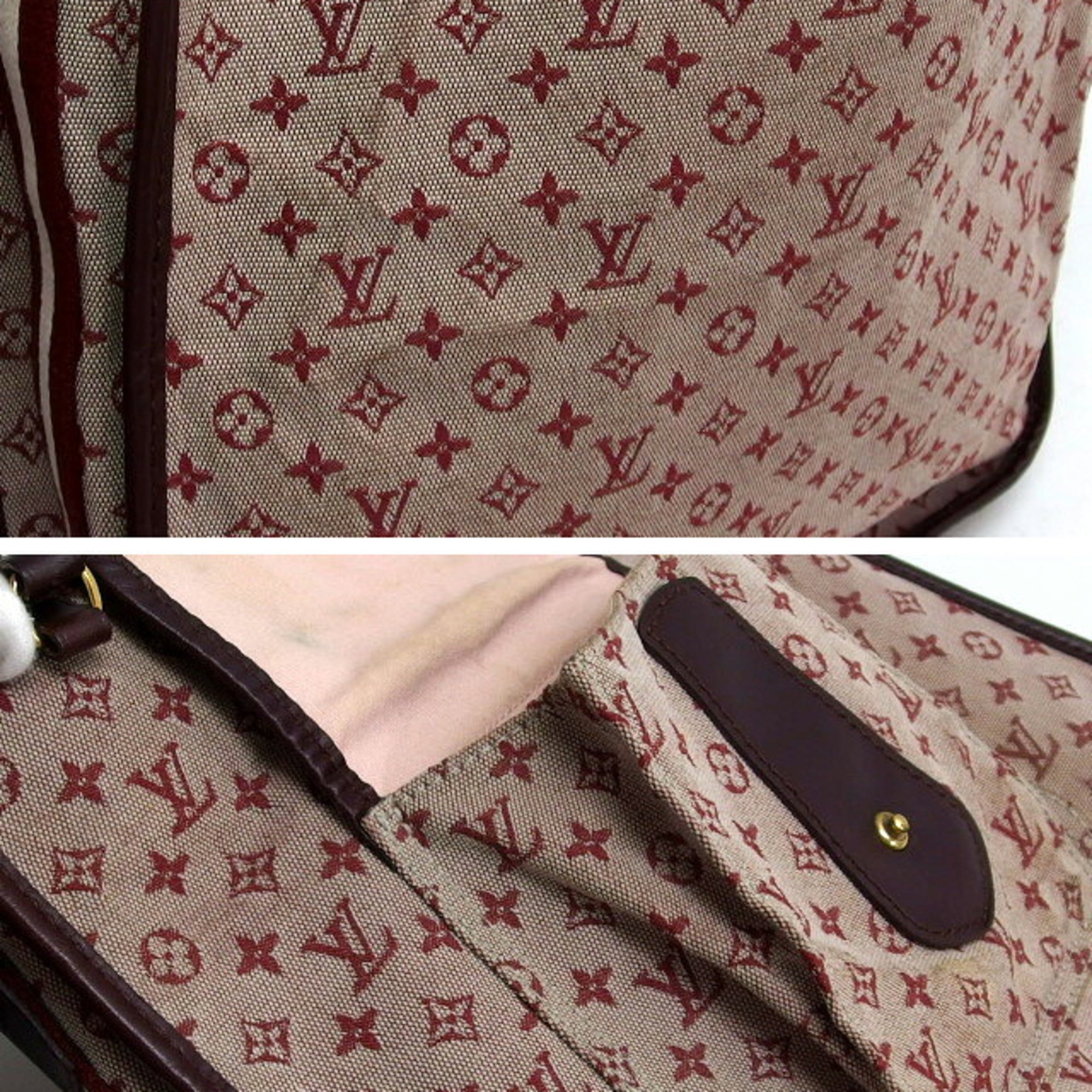 Louis Vuitton Monogram Mini Lin Bordeaux Cerise Red Color Canvas Shoulder Bag (Pre-Owned)