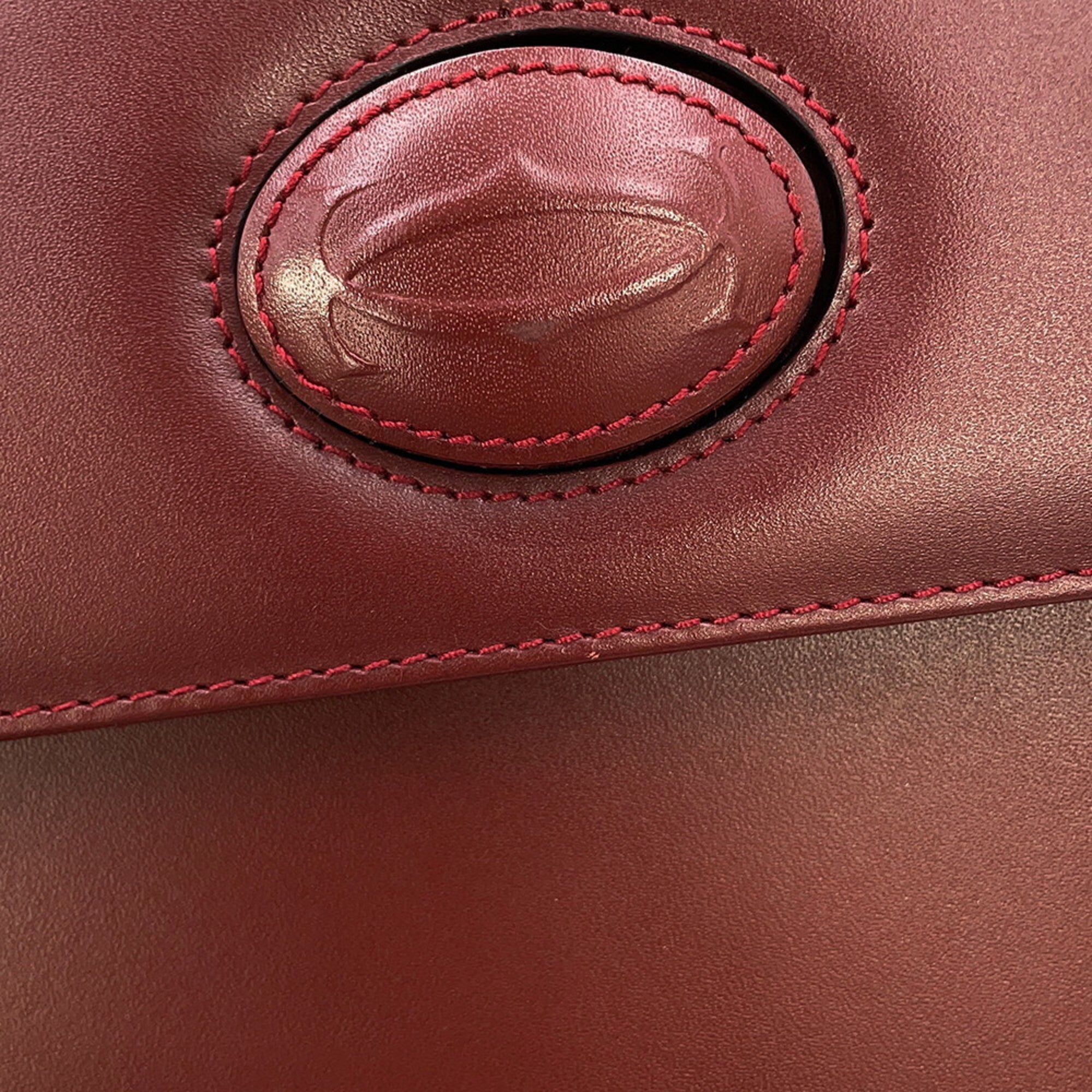 Cartier Bordeaux Leather Handbag (Pre-Owned)