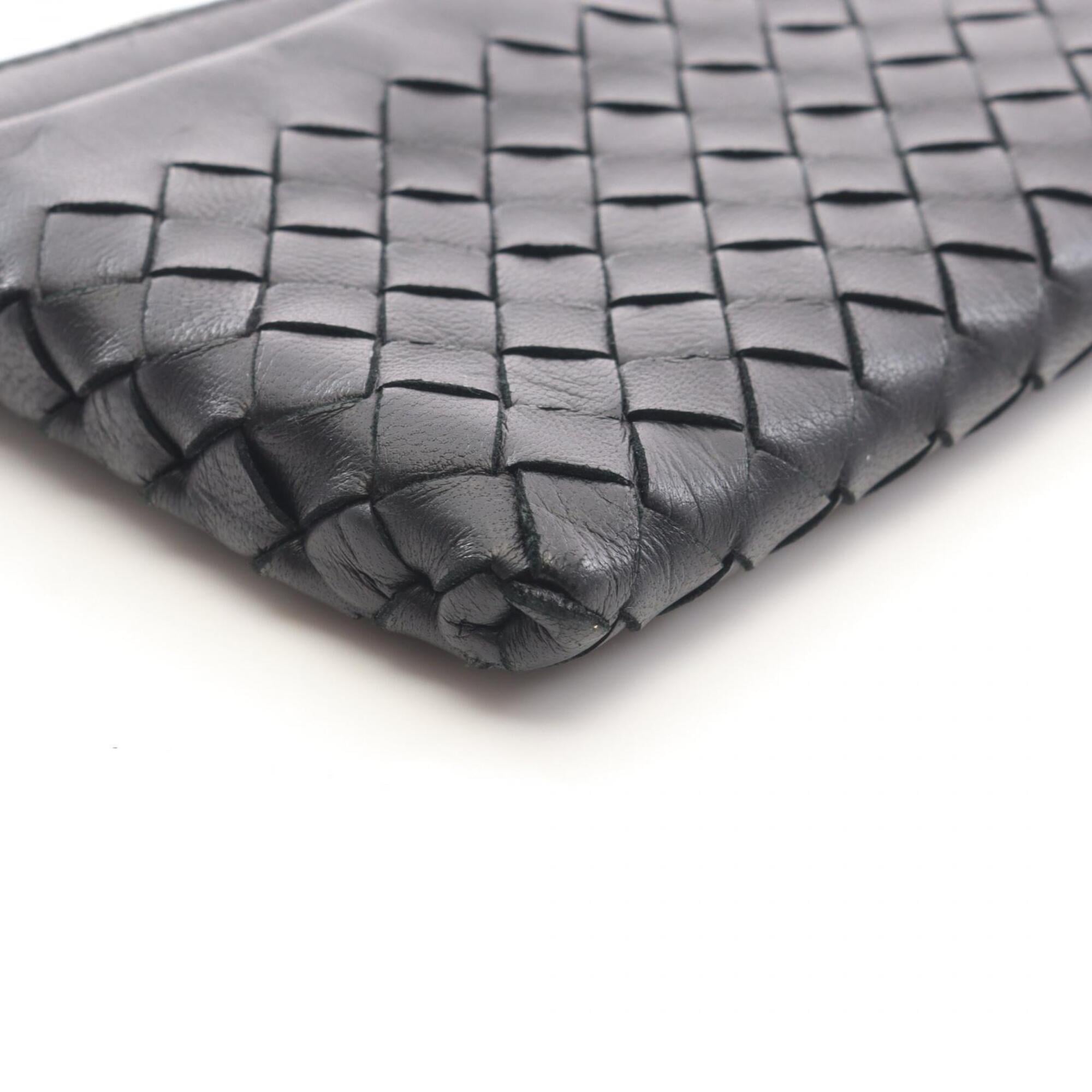 Bottega Veneta Black Leather Coin Purse/Coin Case (Pre-Owned)