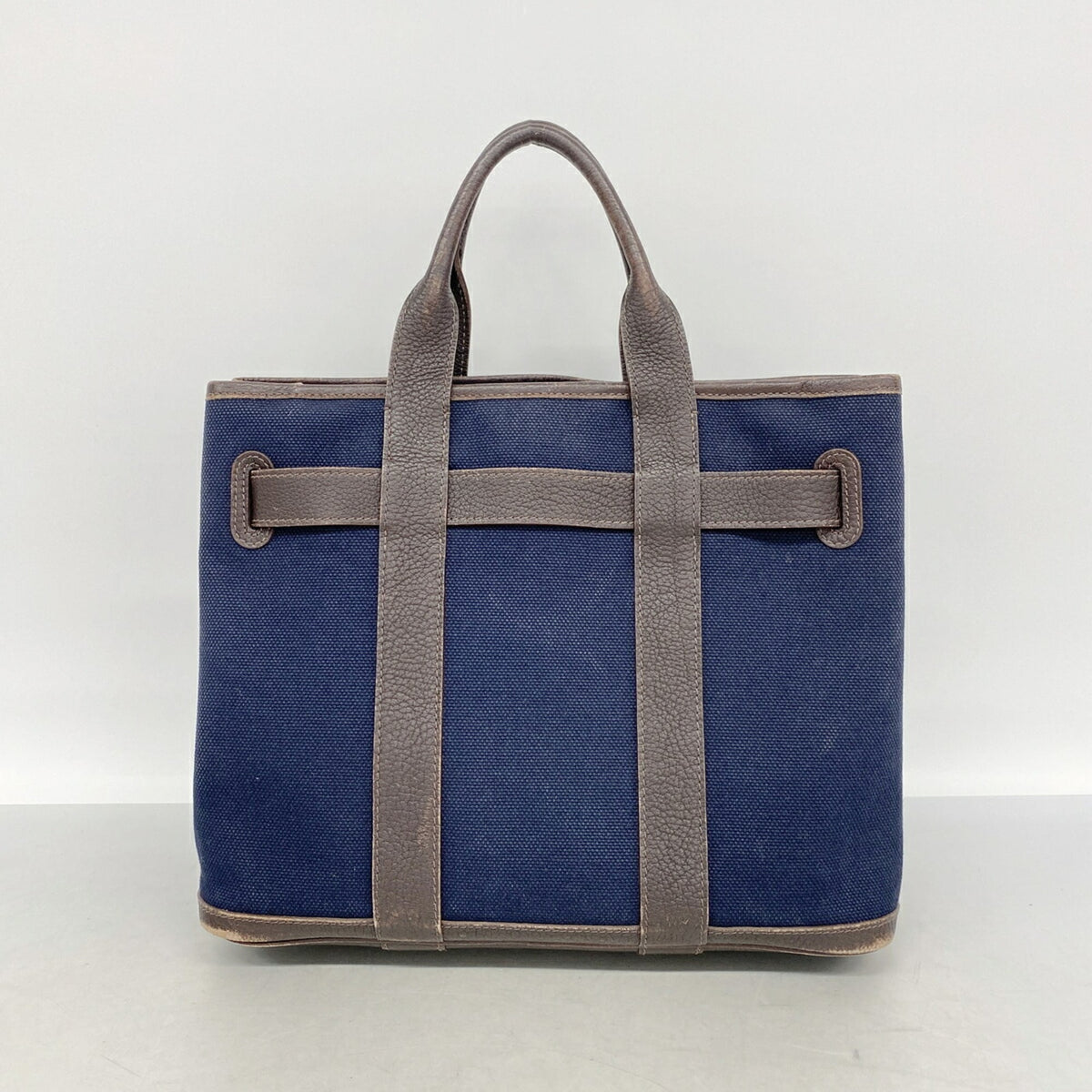 Hermes Brown Navy Toile H Tote Bag (Pre-Owned)