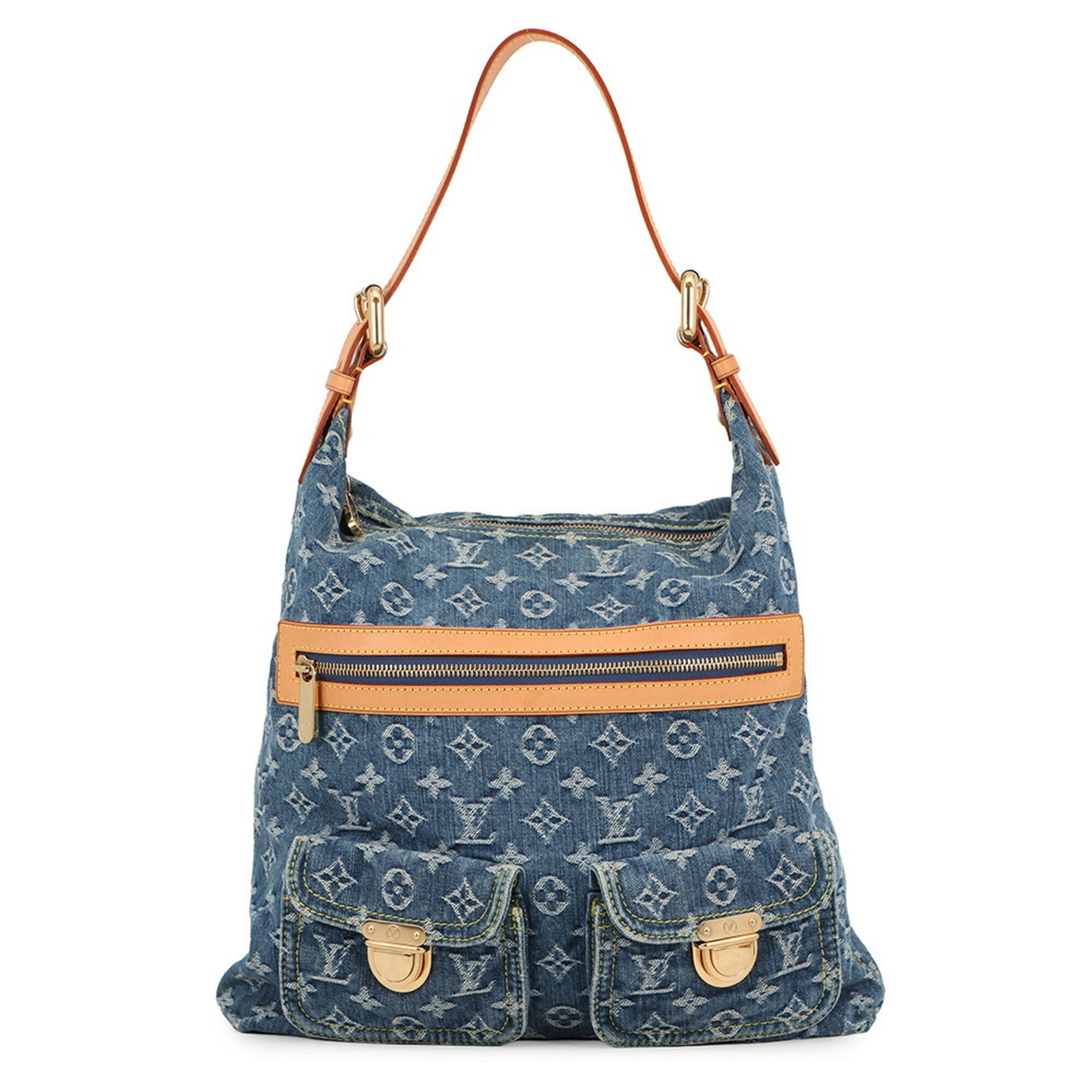 Louis Vuitton Monogram Denim Blue Yellow Monogram Denim Handbag Shoulder Bag (Pre-Owned)