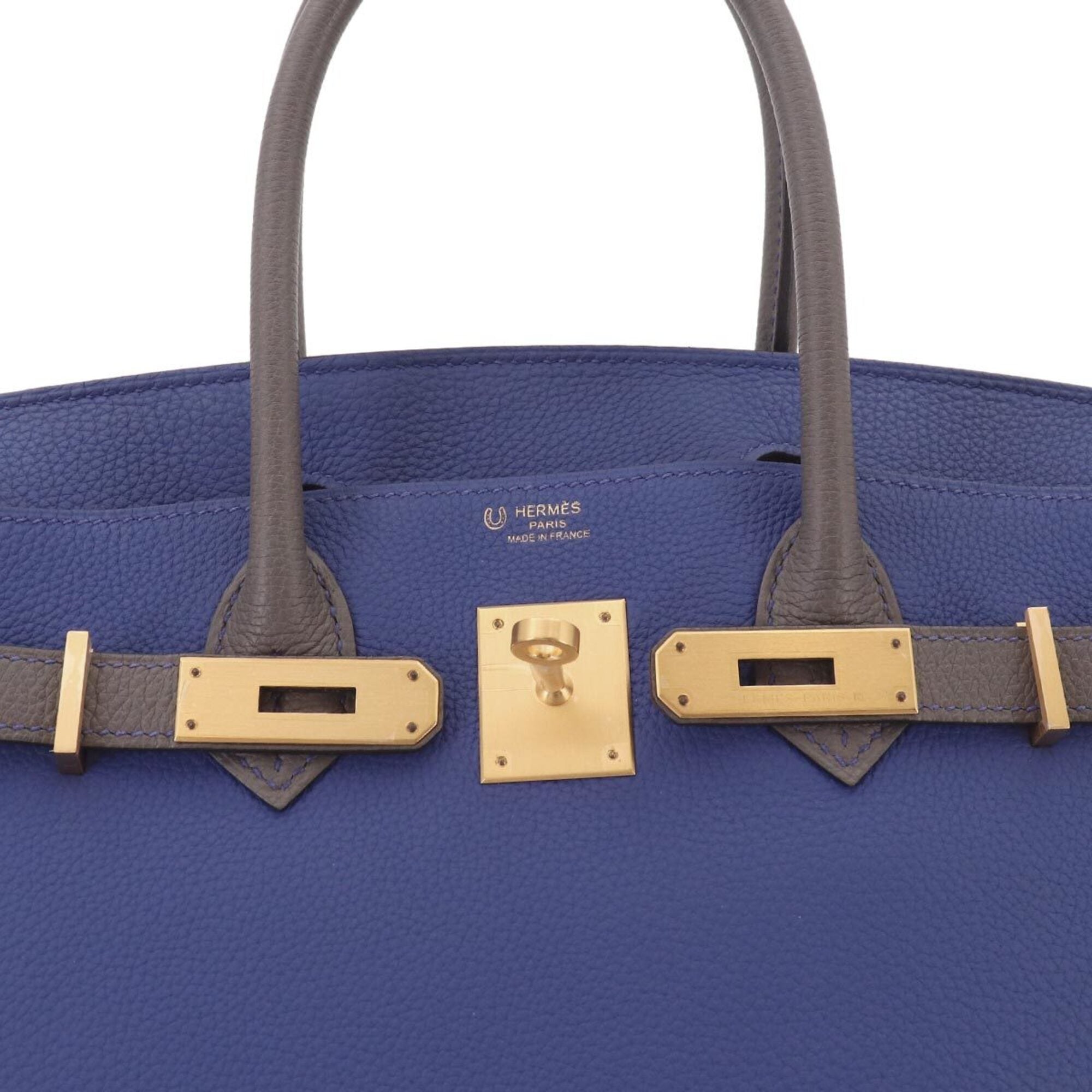 Hermes Birkin Blue Electric Etain Togo Leather Handbag (Pre-Owned)