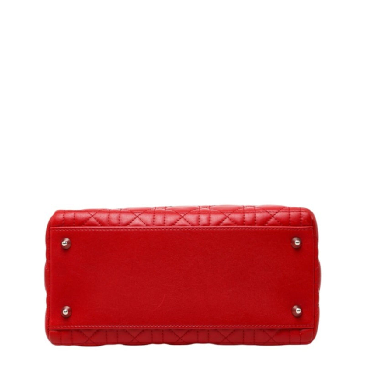 Christian Dior Lady Dior Red Color Leather Handbag Shoulder Bag (Pre-Owned)