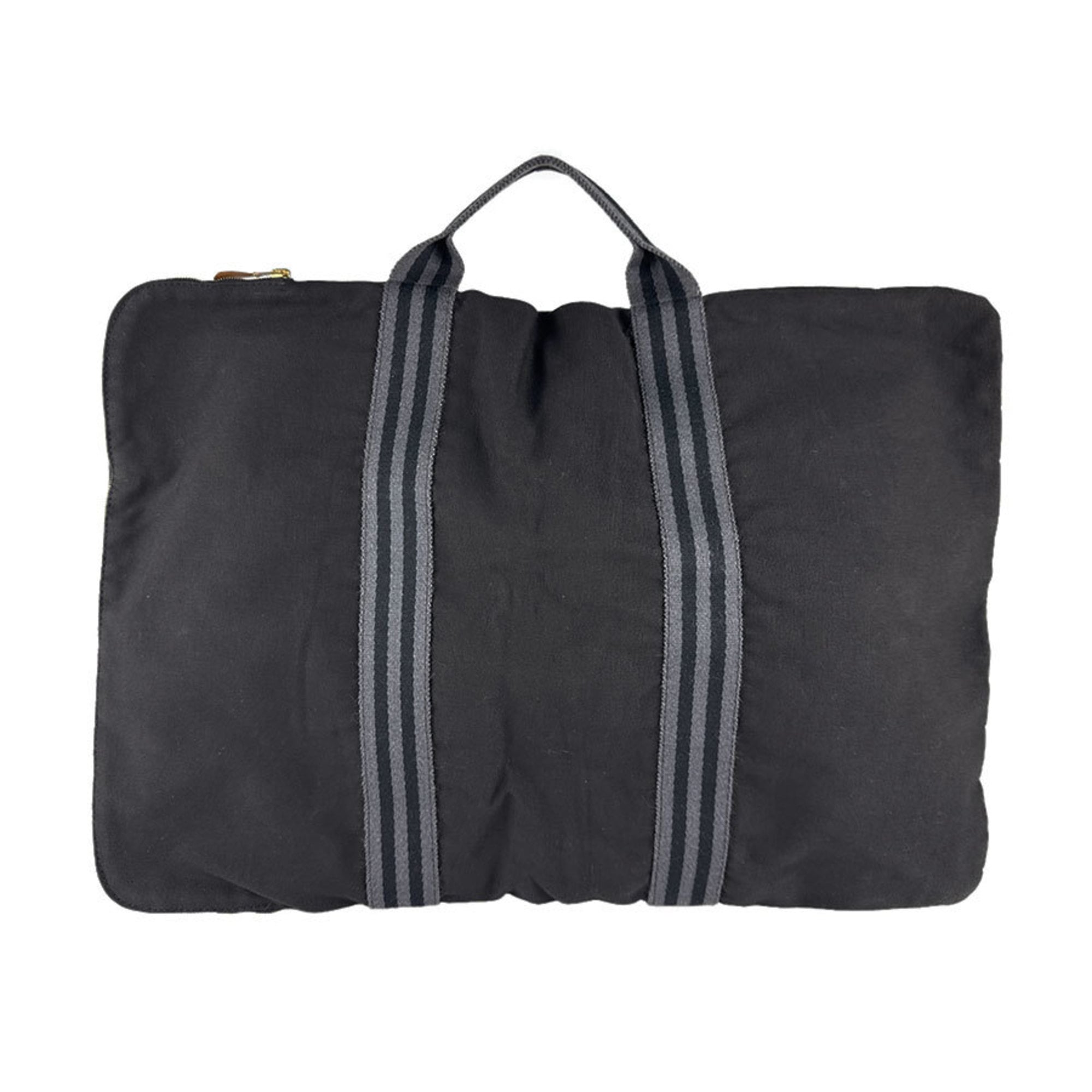 Hermes Black Gray Cotton Briefcase Handbag (Pre-Owned)