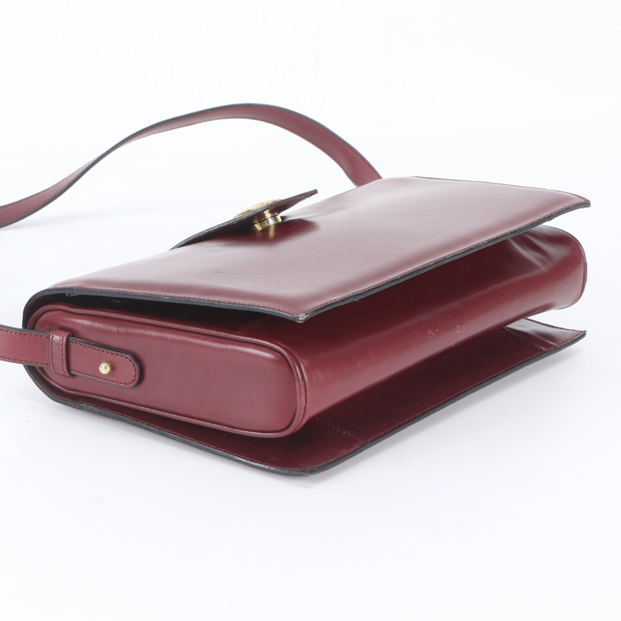 Celine Red Color Wine Leather Shoulder Bag (Pre-Owned)