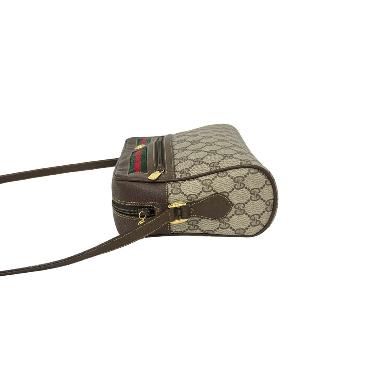 Gucci Brown Green Red Color Leather Pvc Pochette Shoulder Bag (Pre-Owned)