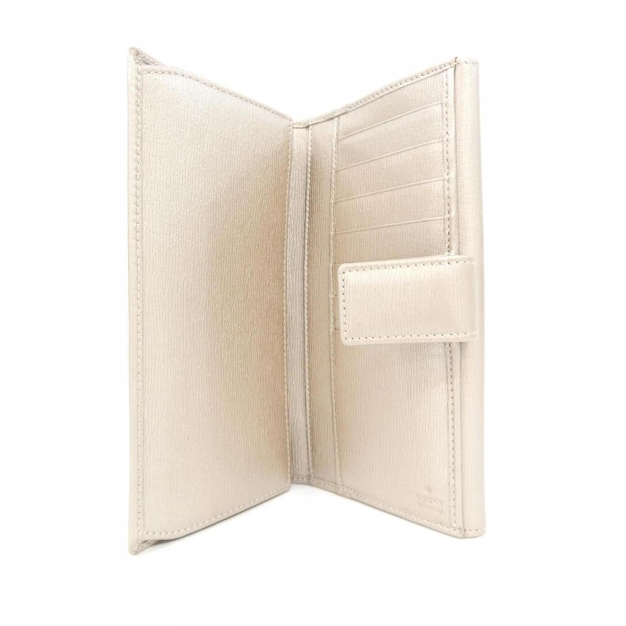 Gucci Beige Leather Long Wallet (Bi-Fold) (Pre-Owned)