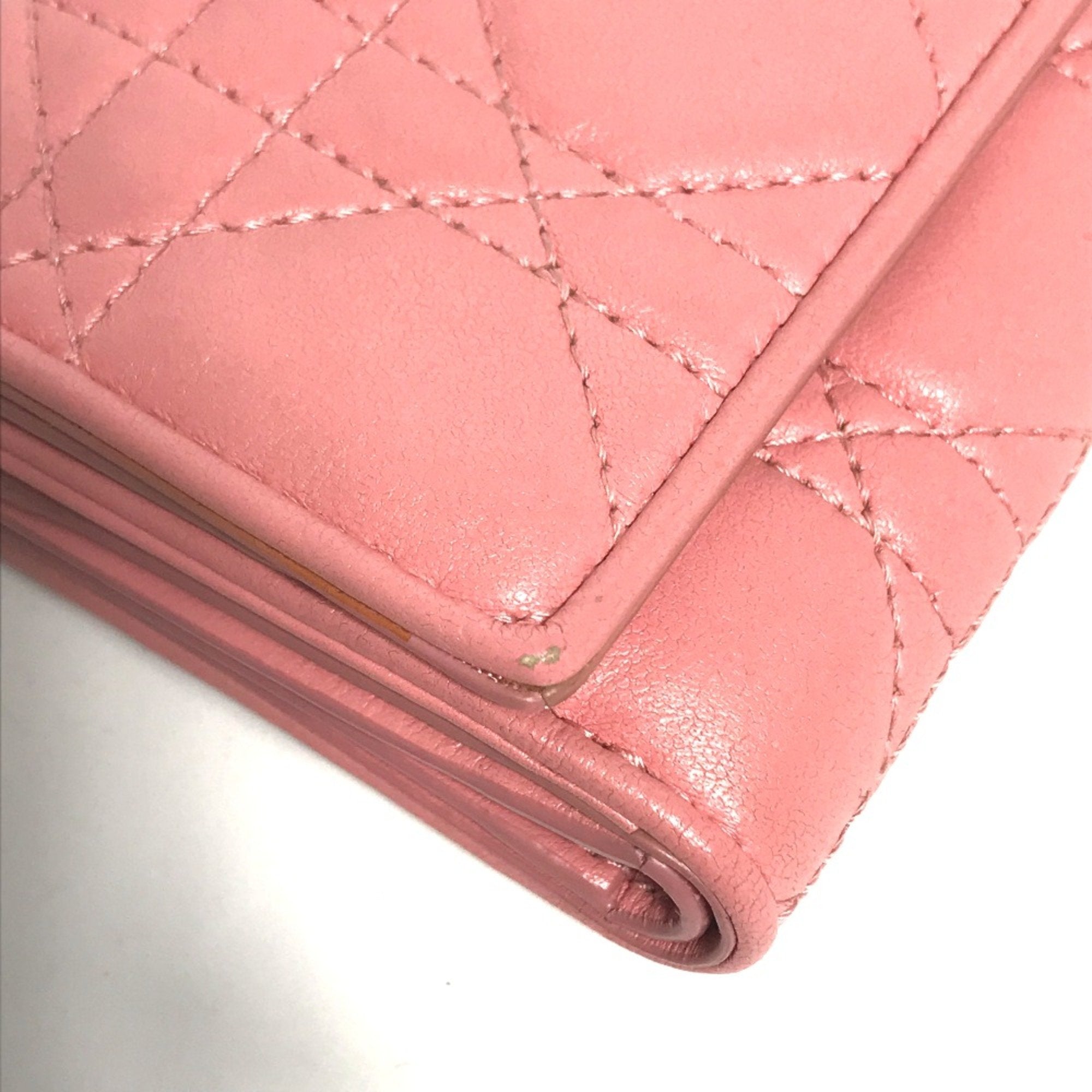 Christian Dior Pink Leather Wallet (Tri-Fold) (Pre-Owned)