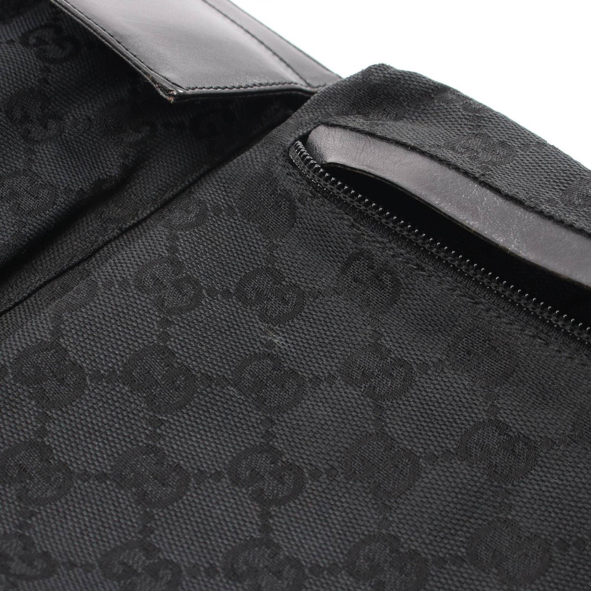 Gucci Black Canvas Leather Fanny Pack Handbag (Pre-Owned)
