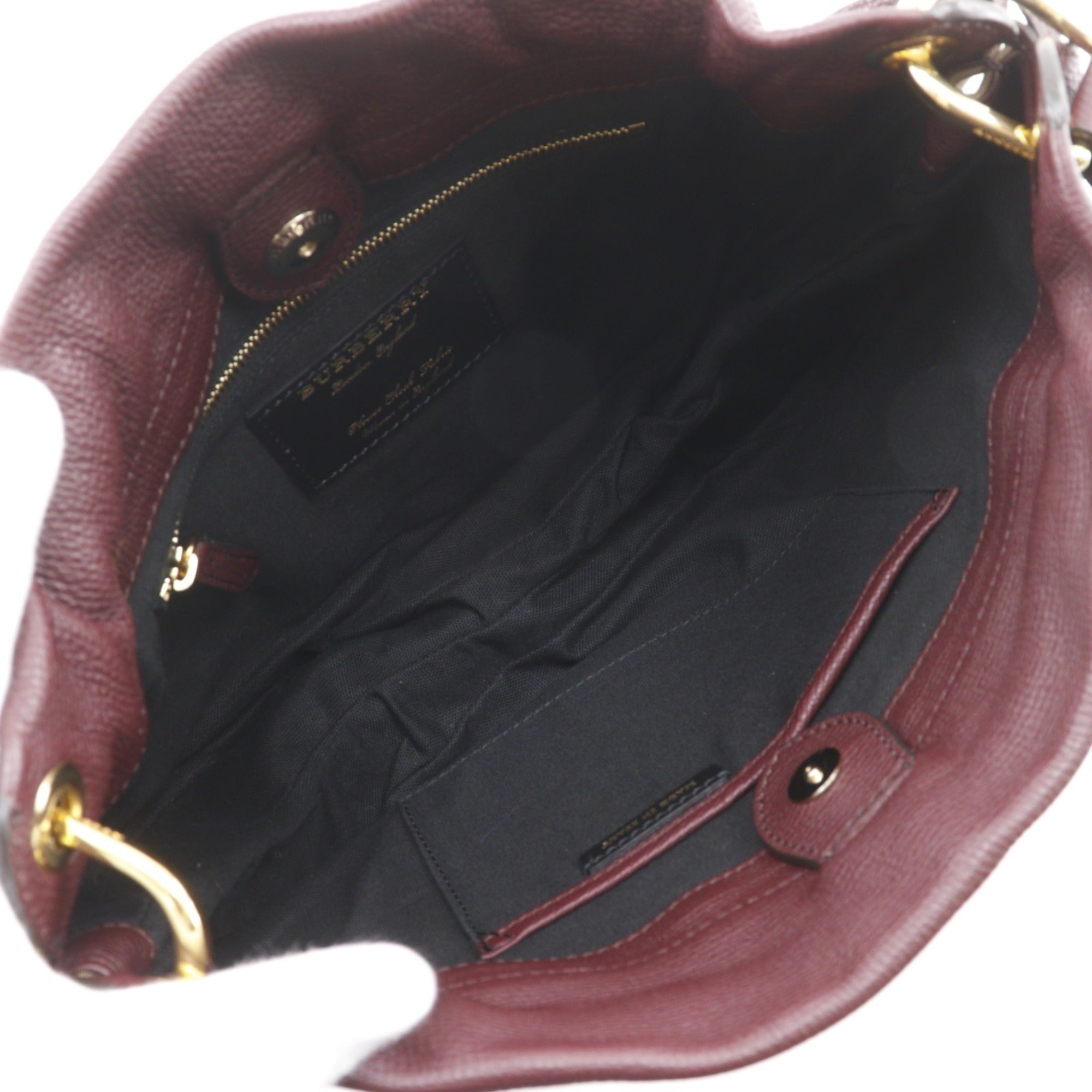 Burberry Bordeaux Red Color Leather Shoulder Bag (Pre-Owned)