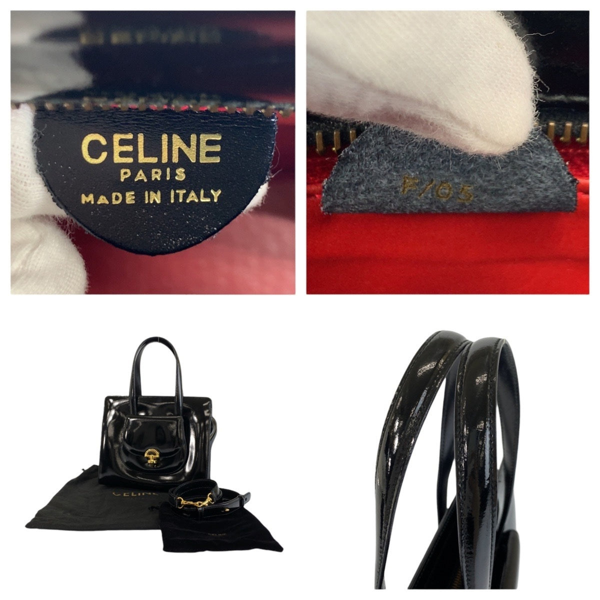 Celine Black Patent Leather Handbag Shoulder Bag (Pre-Owned)