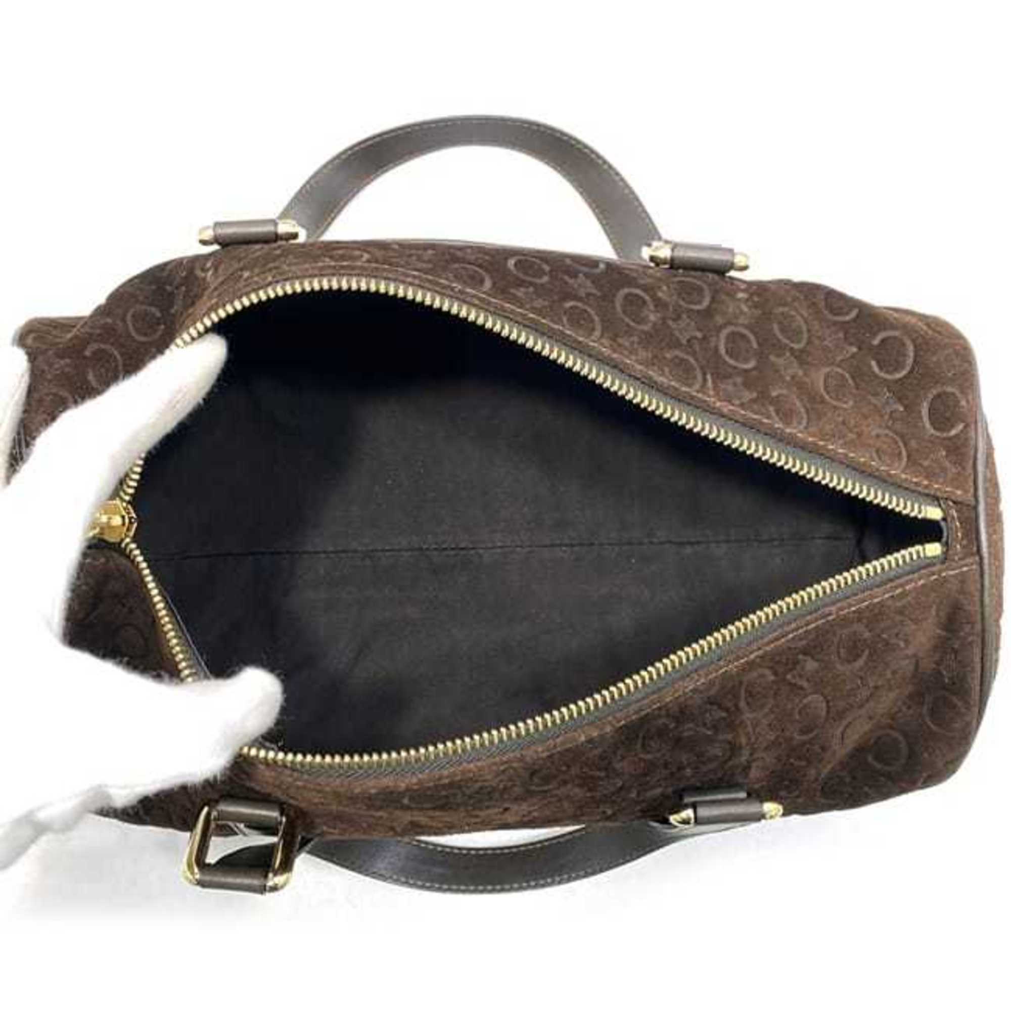 Celine Brown Suede Leather Boston Bag Handbag (Pre-Owned)