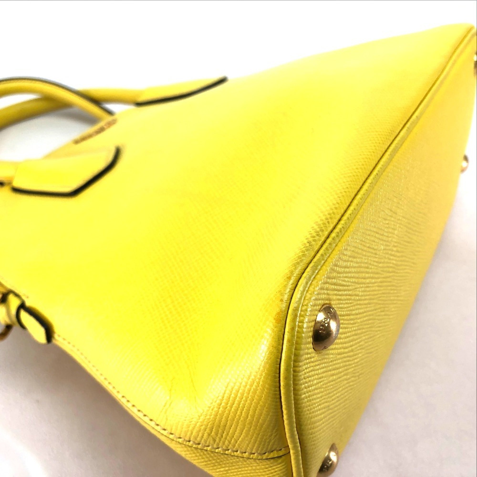 Prada Yellow Leather Handbag Shoulder Bag (Pre-Owned)