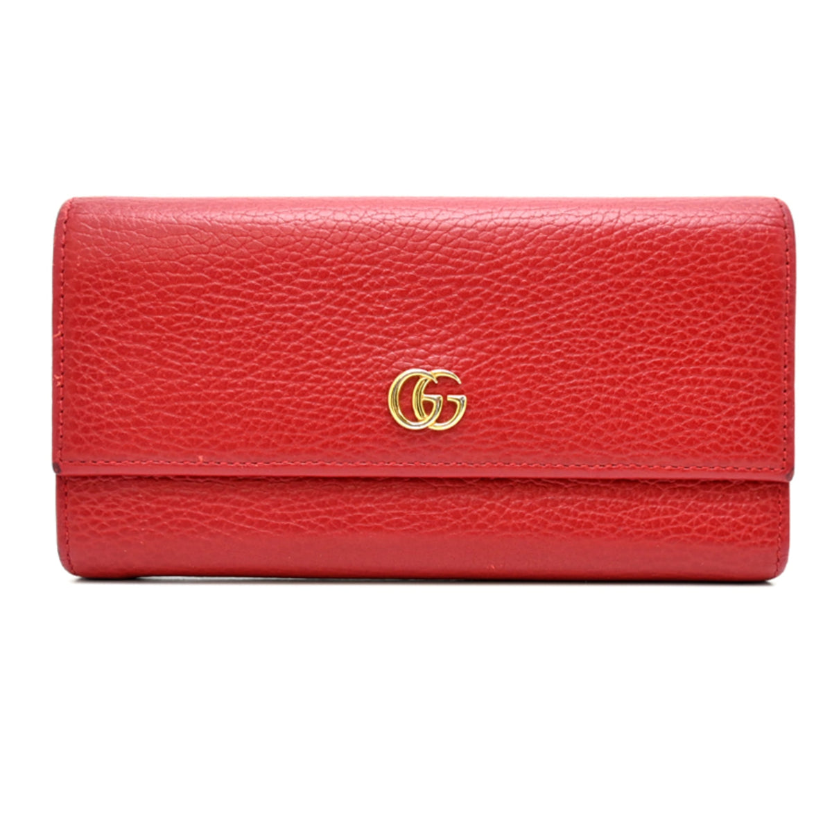 Gucci Red Color Leather Long Wallet (Bi-Fold) (Pre-Owned)