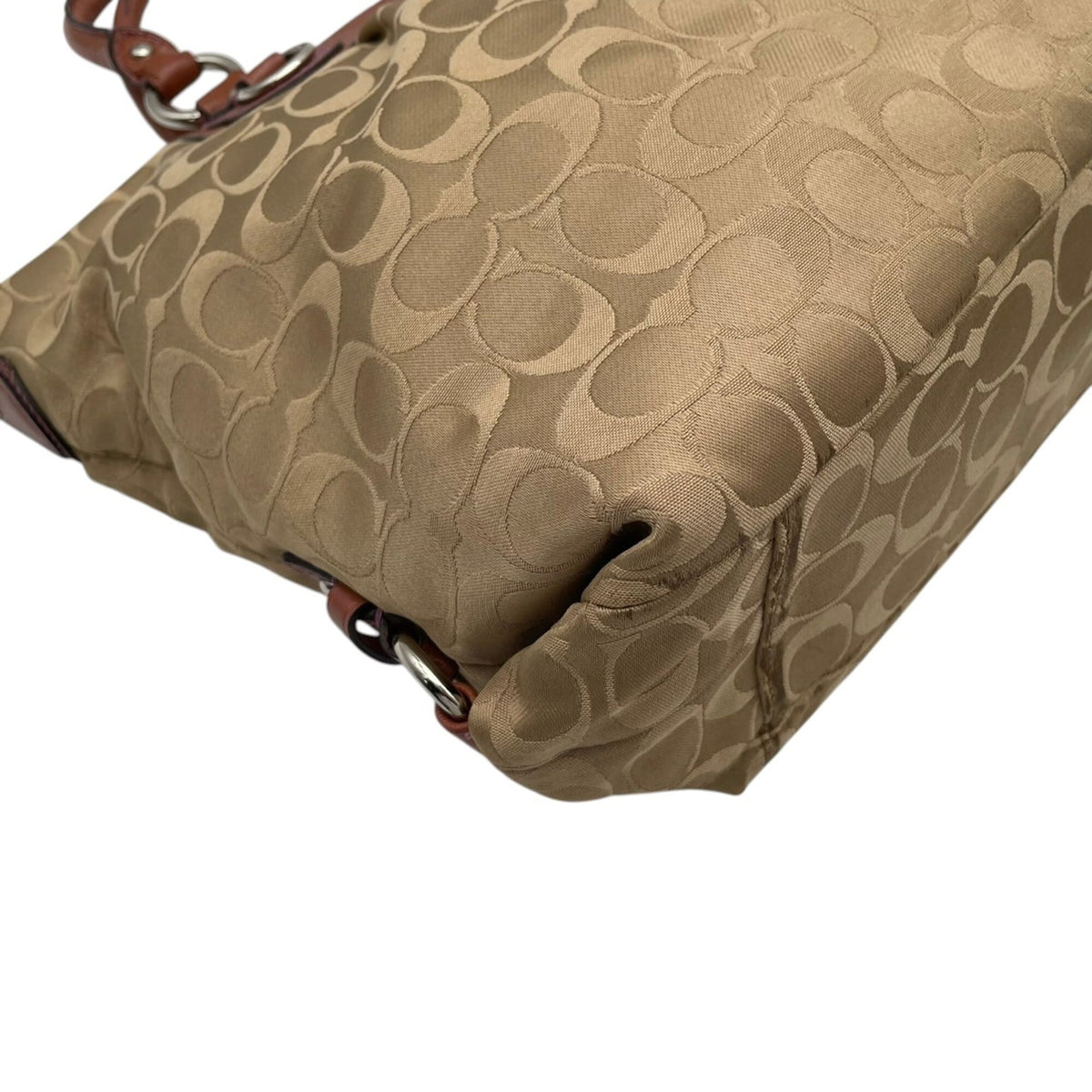 Coach Beige Brown Leather Handbag Shoulder Bag Tote Bag (Pre-Owned)
