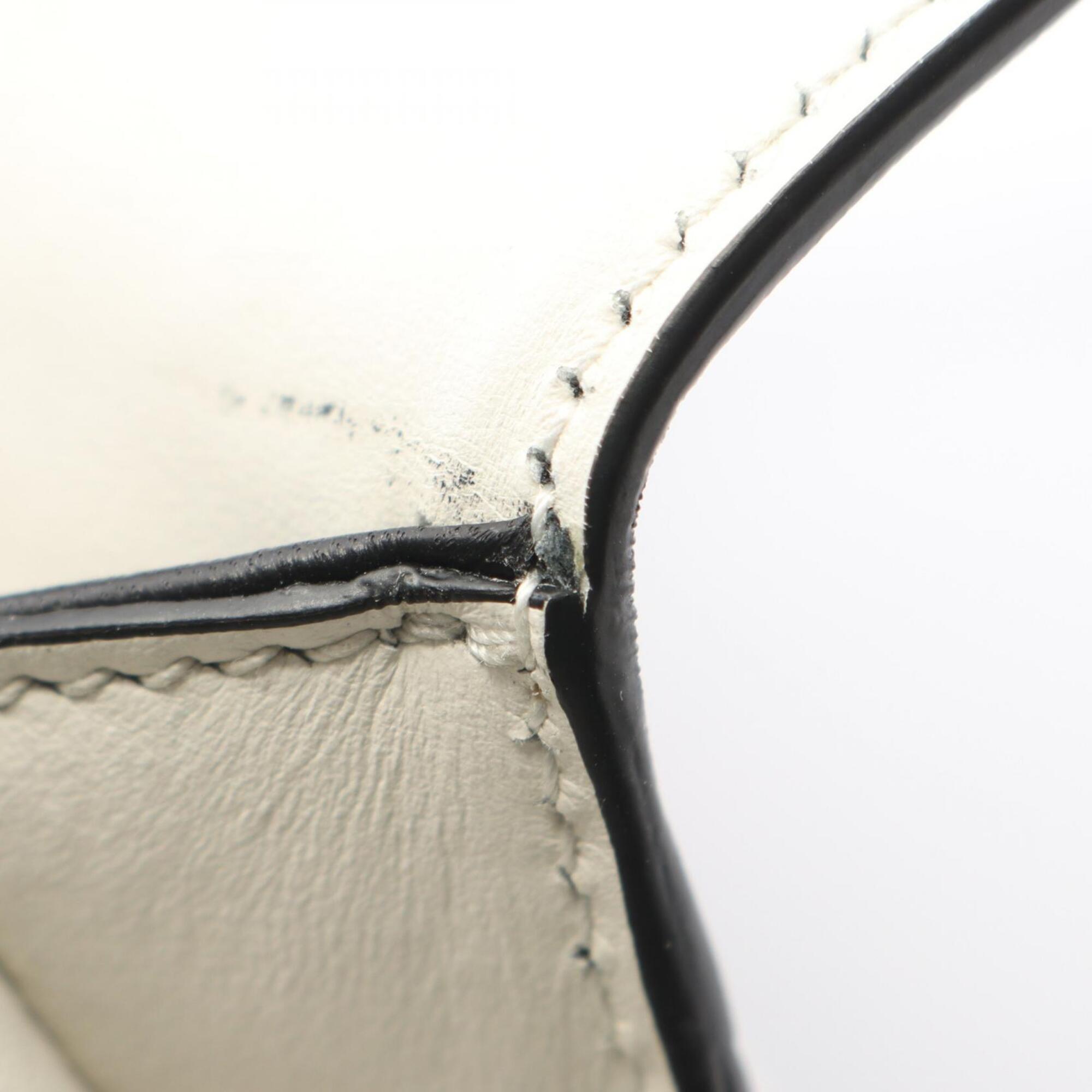 Prada Black White Leather Handbag Shoulder Bag (Pre-Owned)