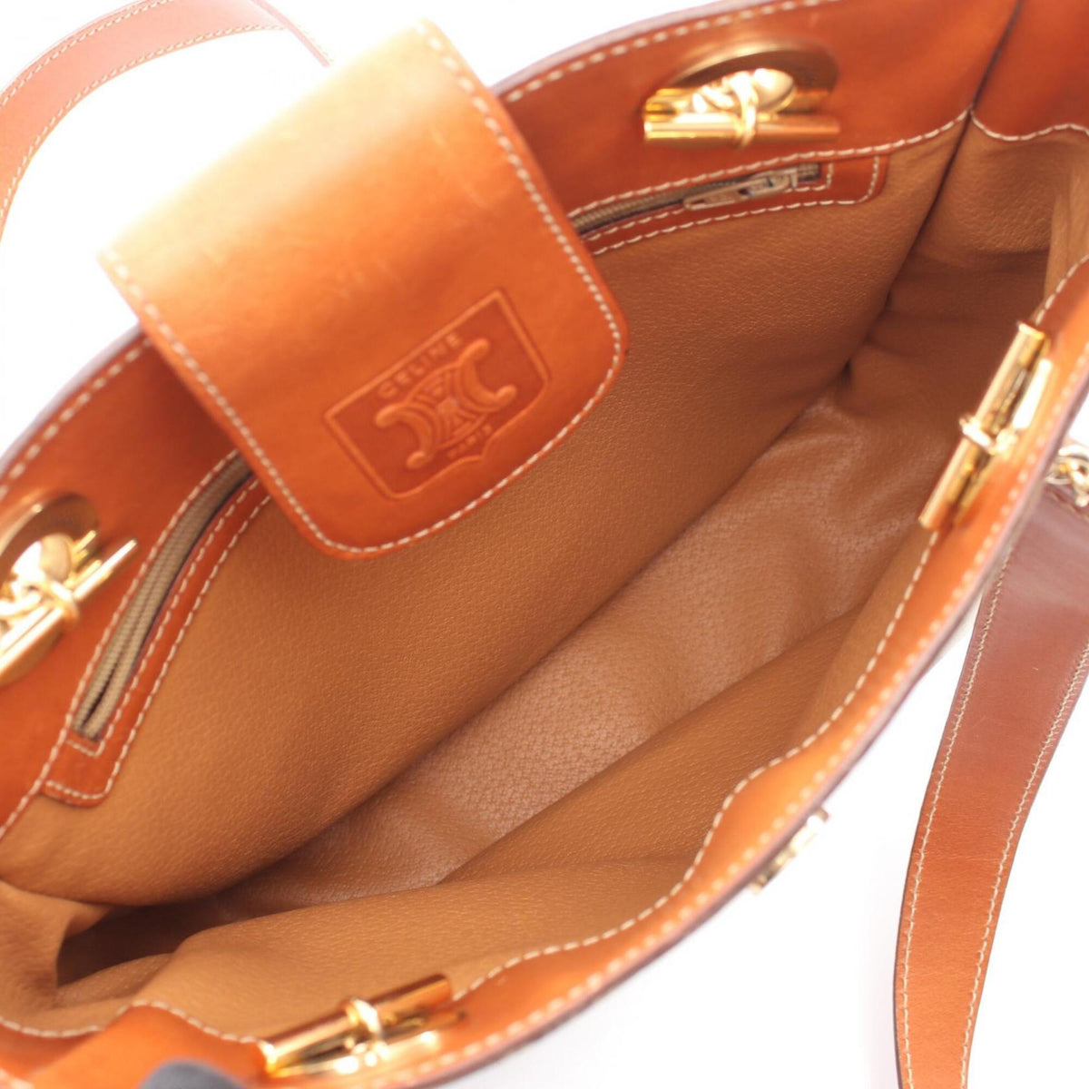 Celine Beige Brown Coated Canvas Leather Handbag Tote Bag (Pre-Owned)
