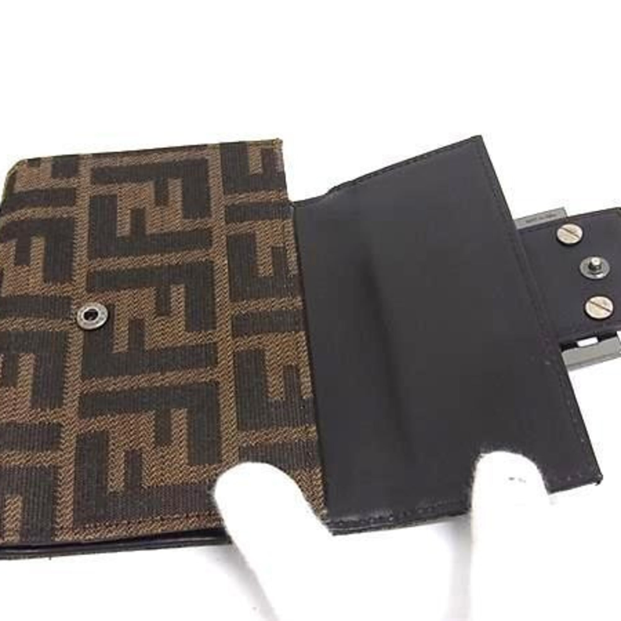 Fendi Brown Canvas Leather Wallet (Tri-Fold) (Pre-Owned)