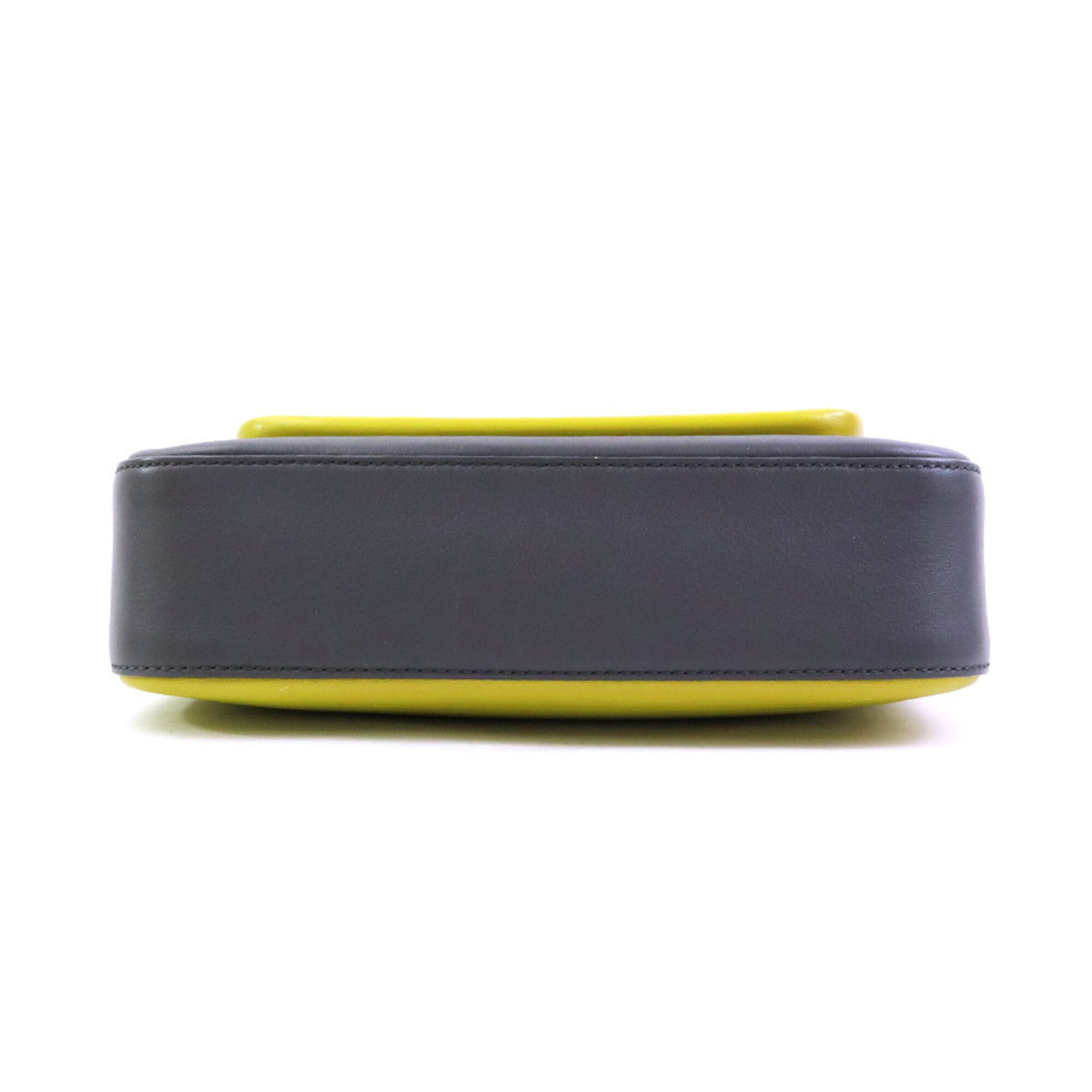 Fendi Gray Yellow Leather Shoulder Bag (Pre-Owned)