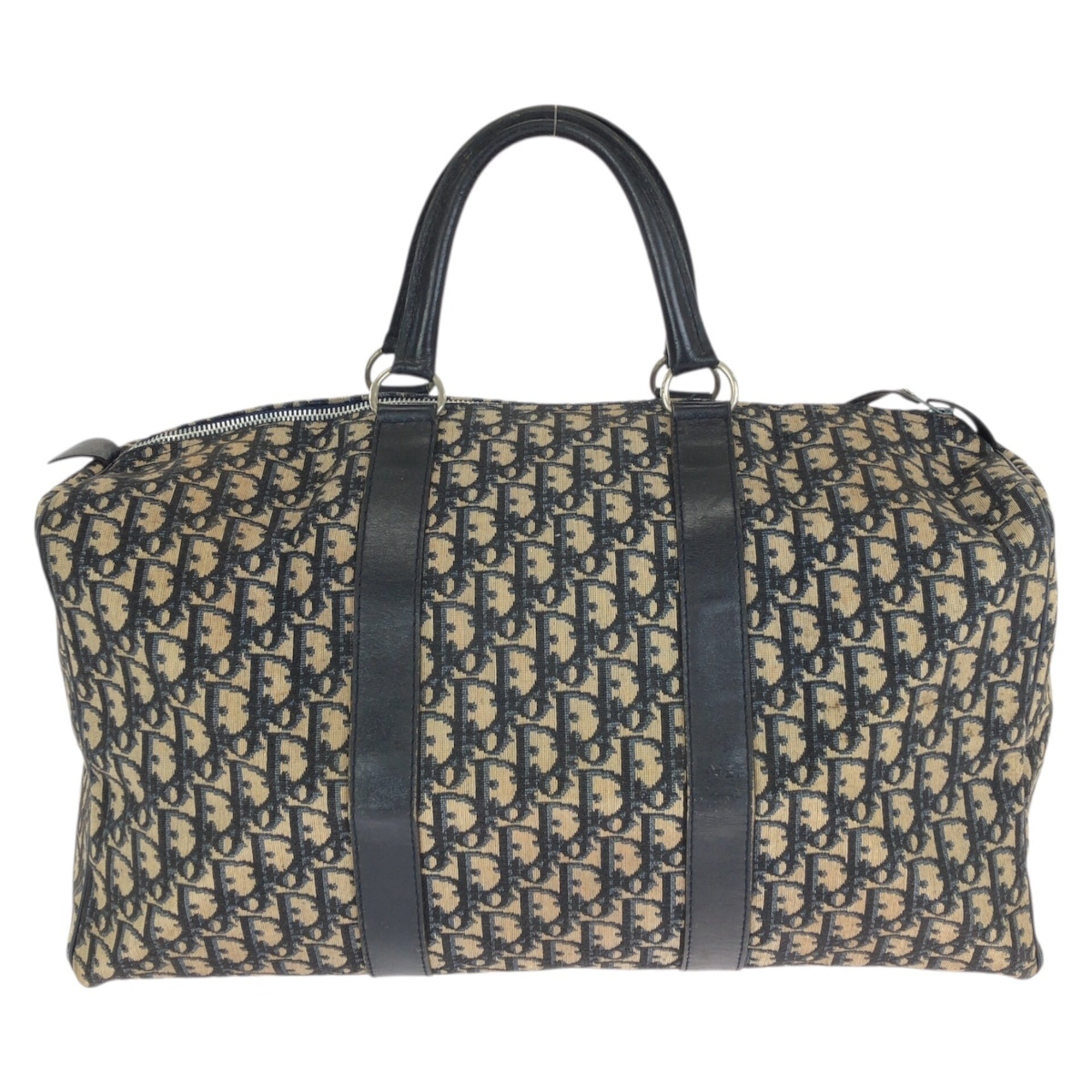 Christian Dior Navy Canvas Leather Boston Bag (Pre-Owned)