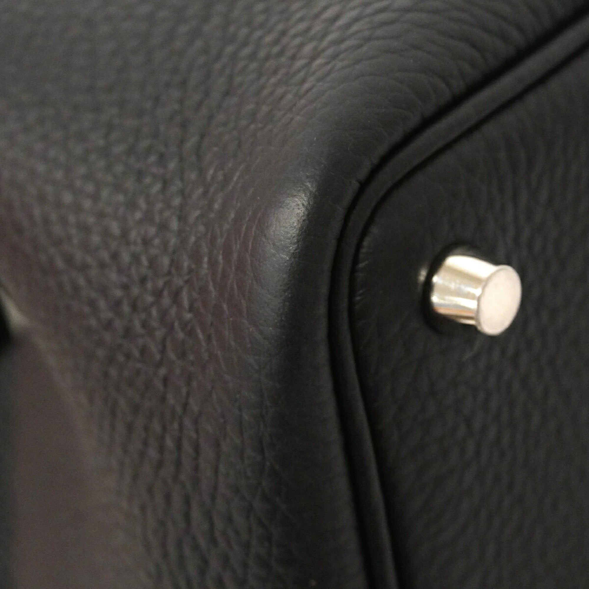 Hermes Black Taurillon Clemence Leather Handbag (Pre-Owned)