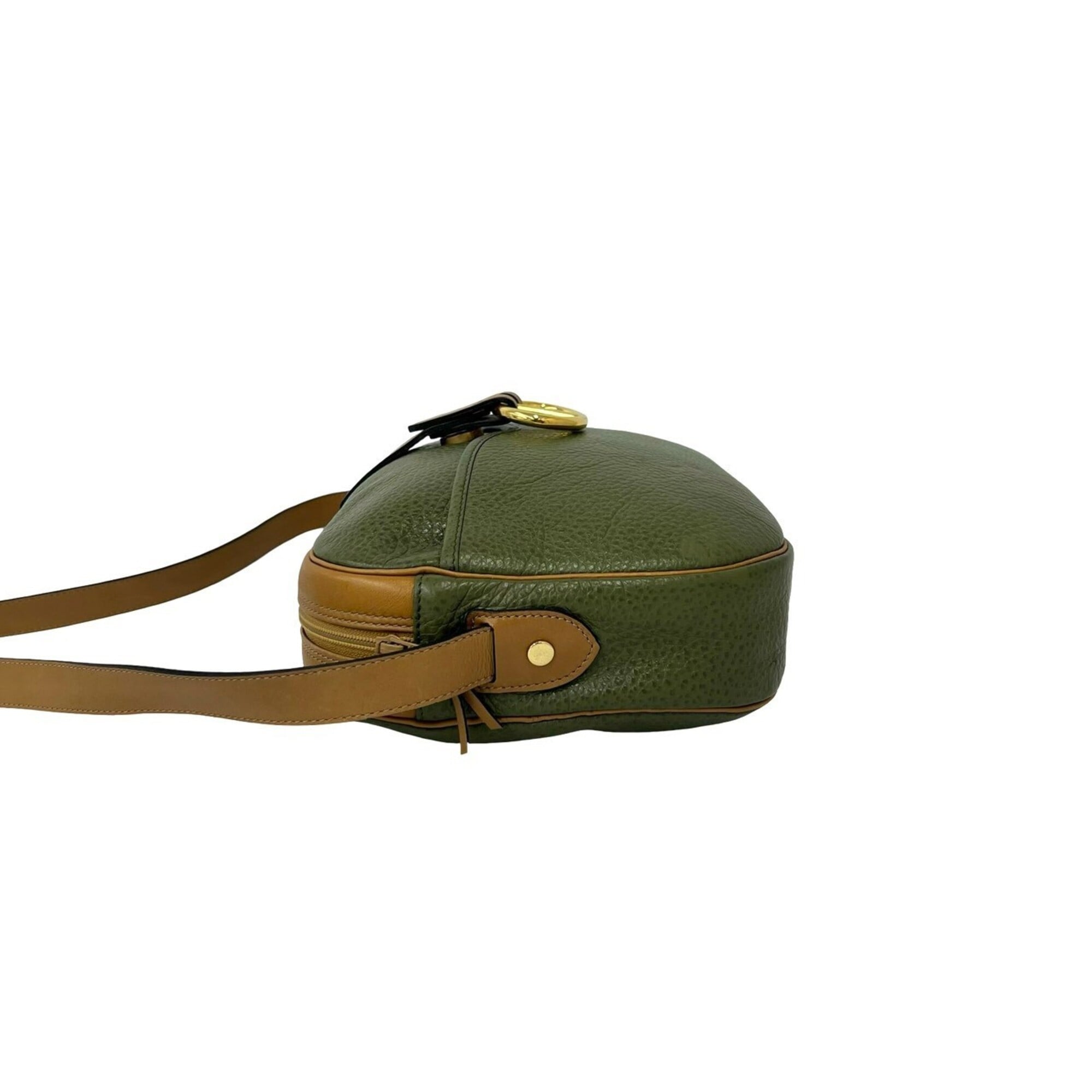 Christian Dior Brown Green Leather Shoulder Bag (Pre-Owned)