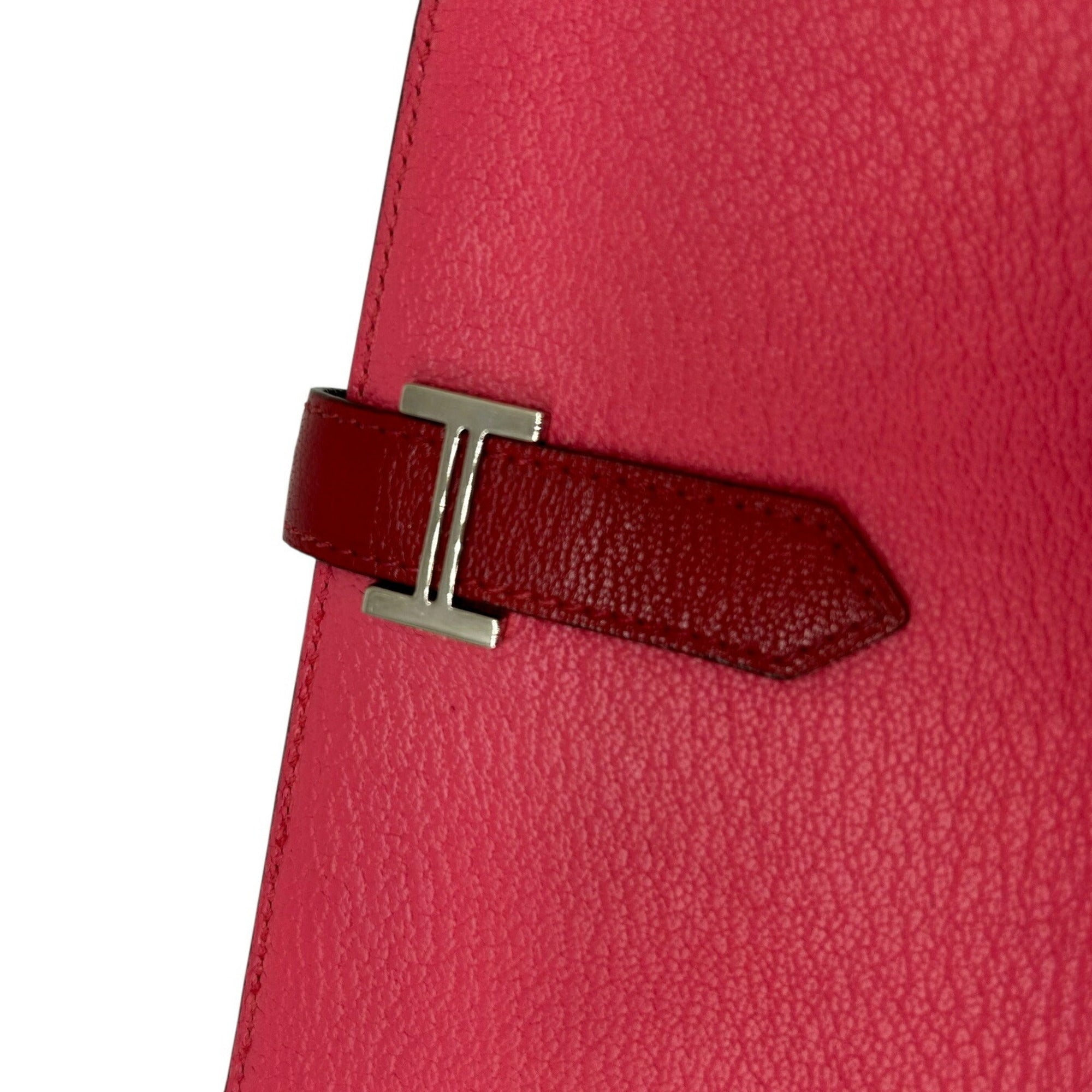 Hermes Bicolor Rouge Garance Chevre Leather Long Wallet (Bi-Fold) (Pre-Owned)