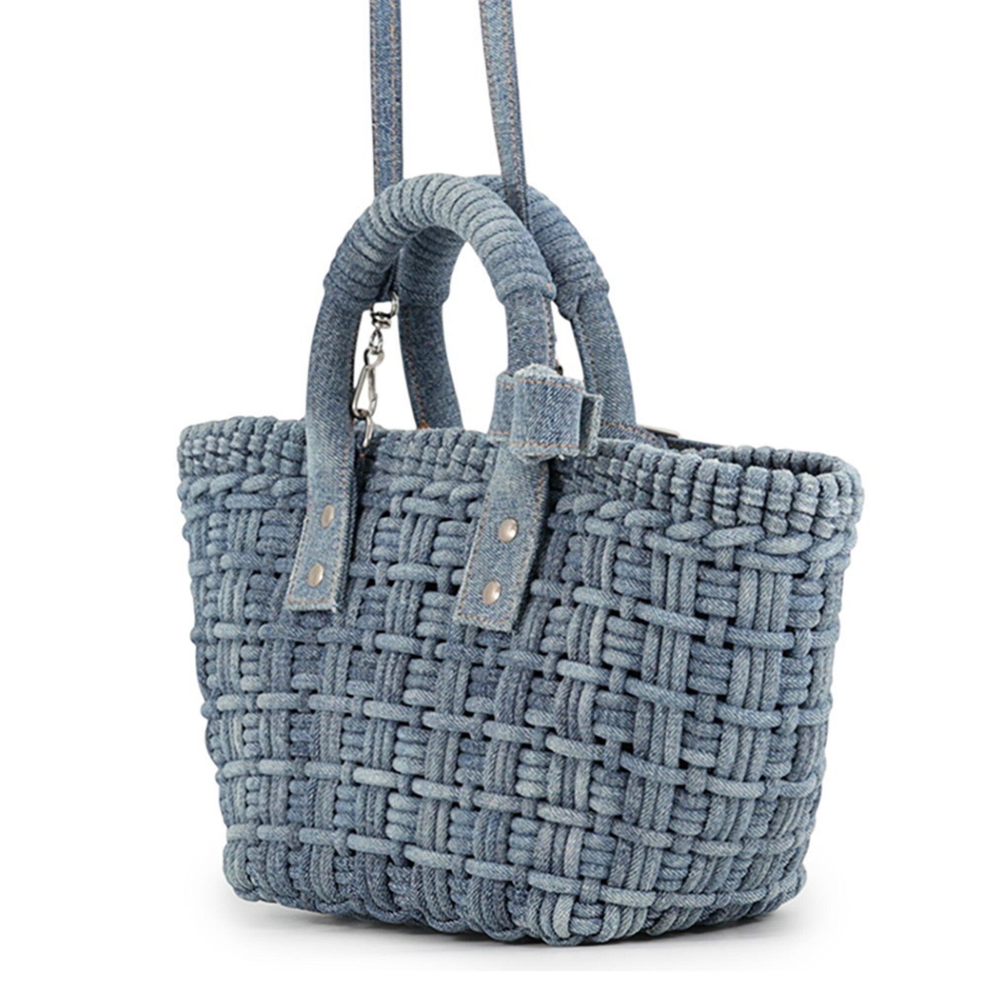 Balenciaga Blue Denim Basket Handbag Shoulder Bag (Pre-Owned)