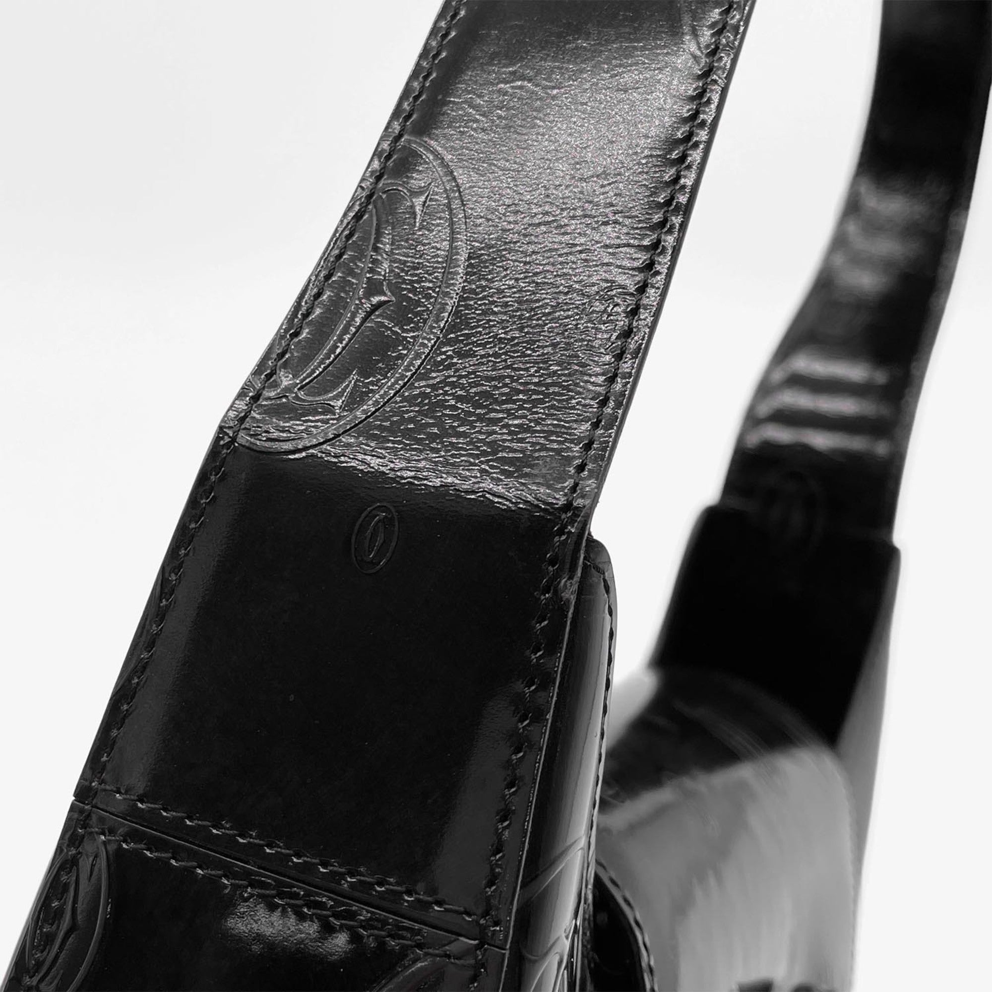 Cartier Black Patent Leather Handbag Shoulder Bag (Pre-Owned)