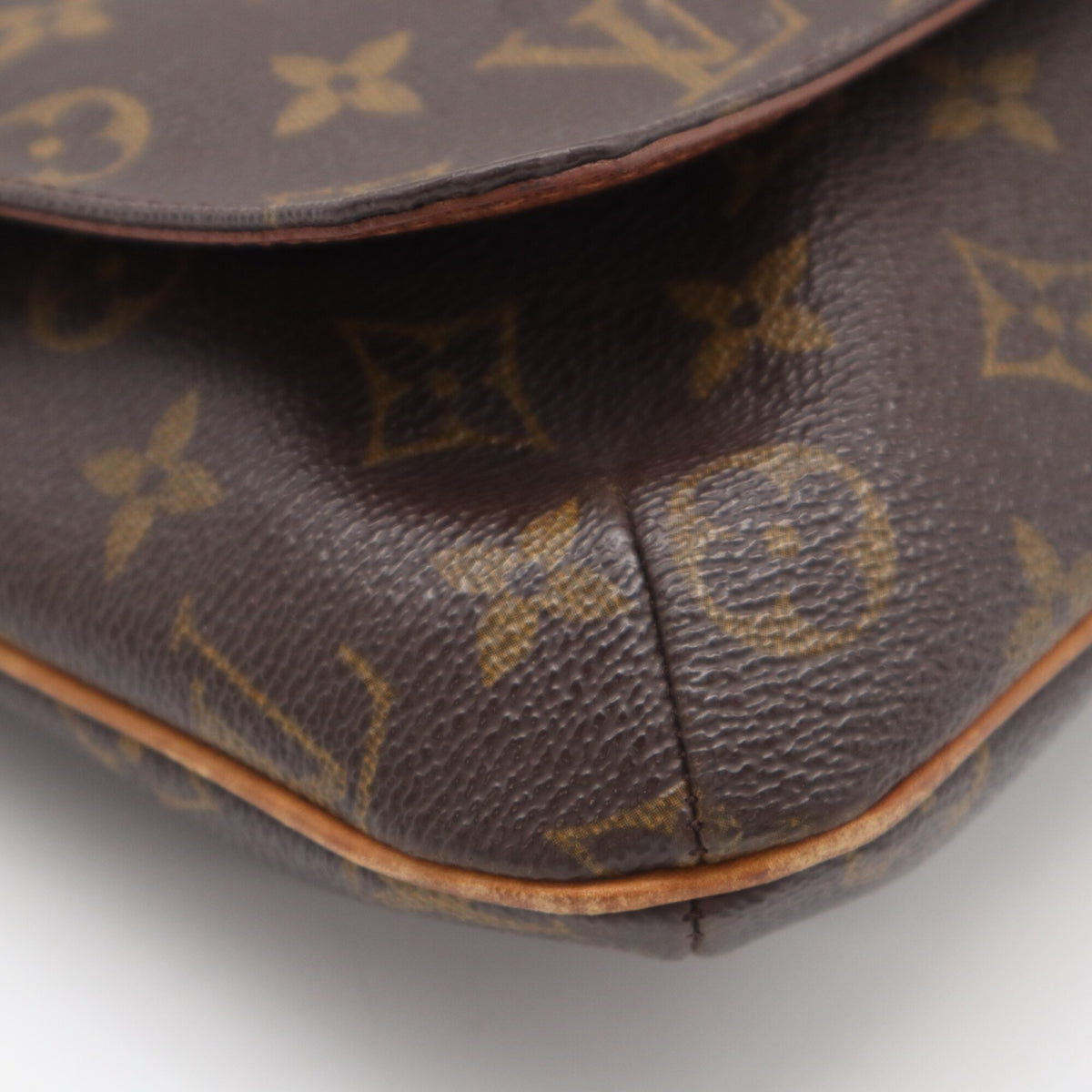 Louis Vuitton Beige Brown Monogram Coated Canvas Leather Shoulder Bag (Pre-Owned)