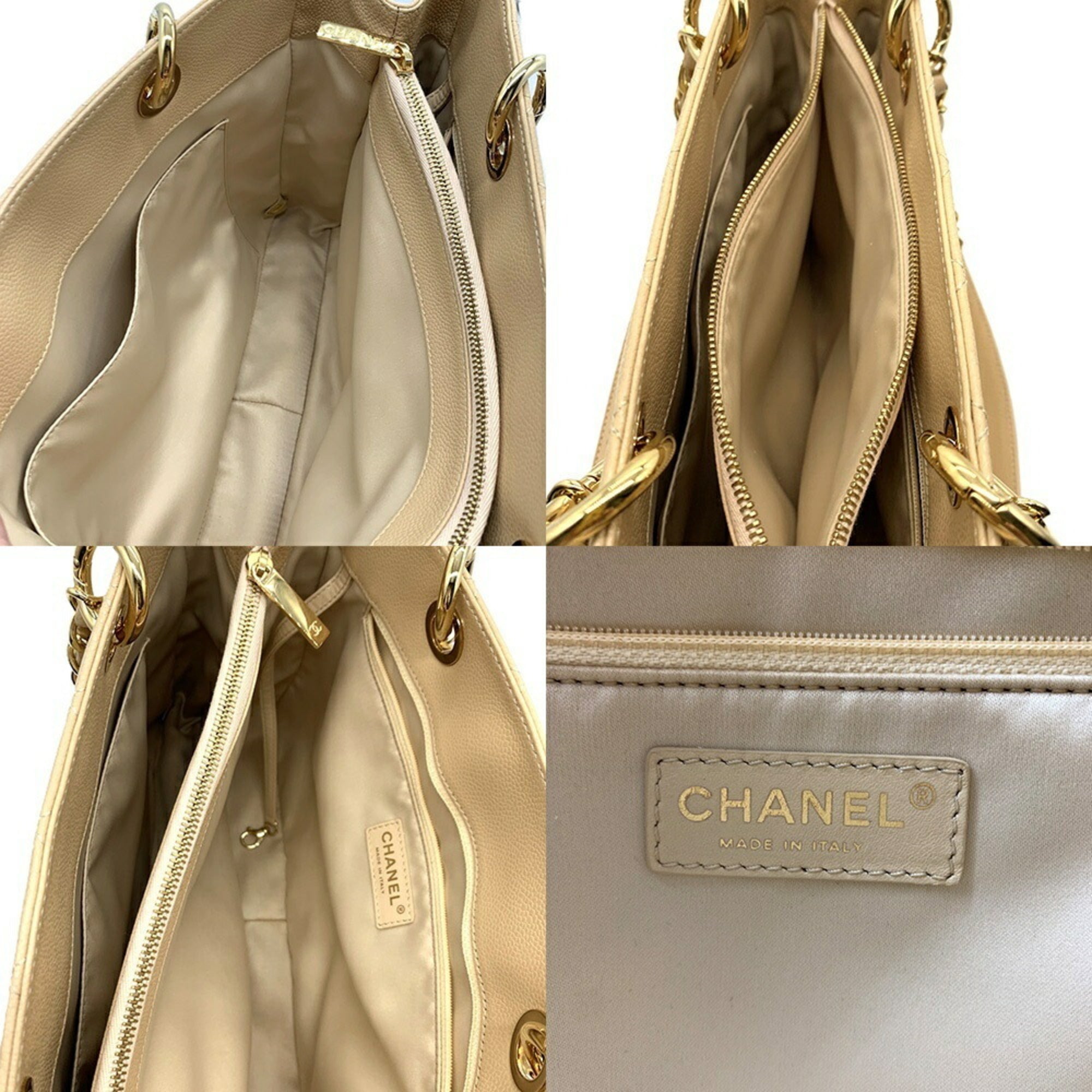 Chanel Beige Grained Calfskin Tote Bag (Pre-Owned)