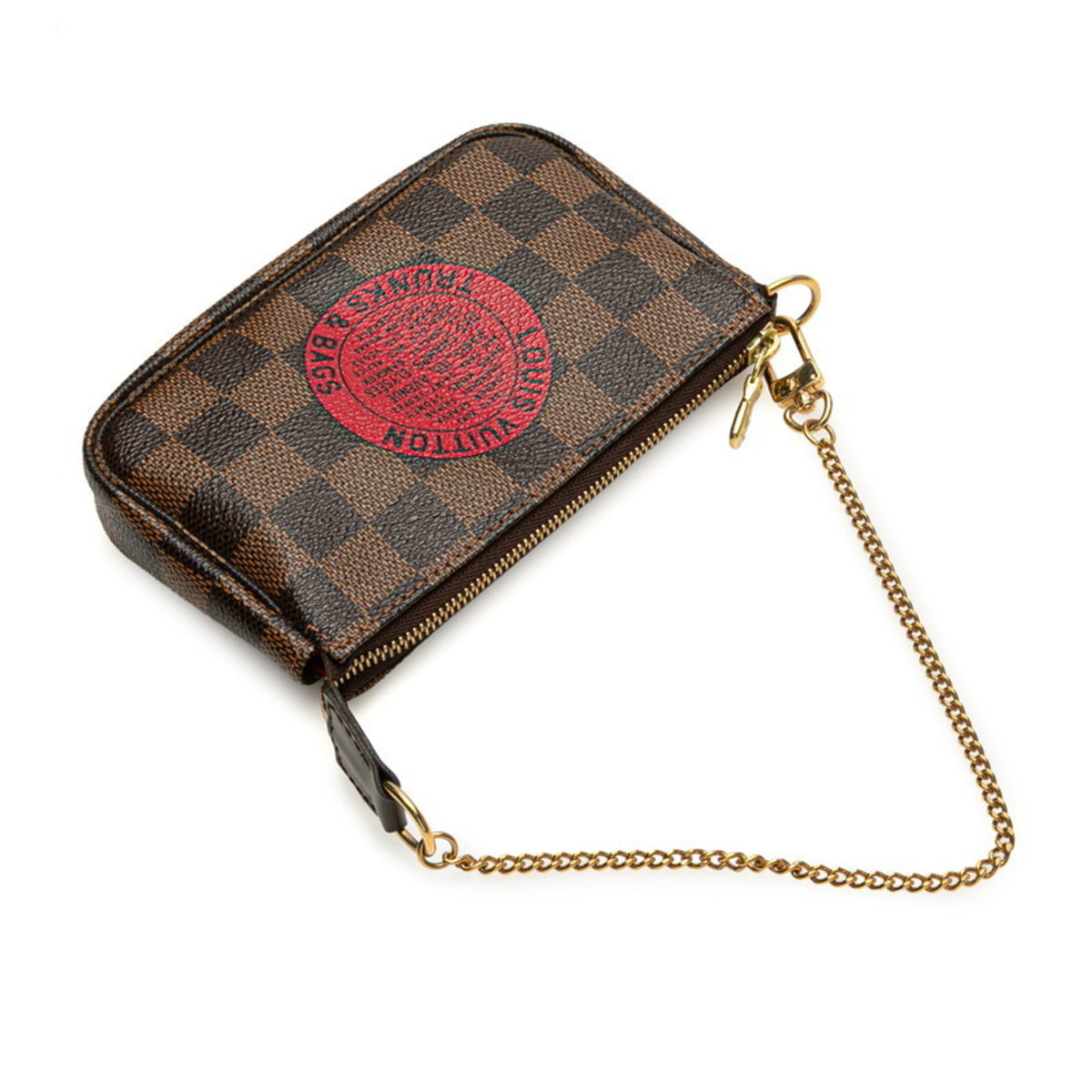 Louis Vuitton Damier Brown Red Color Pvc Leather Handbag Pochette (Pre-Owned)