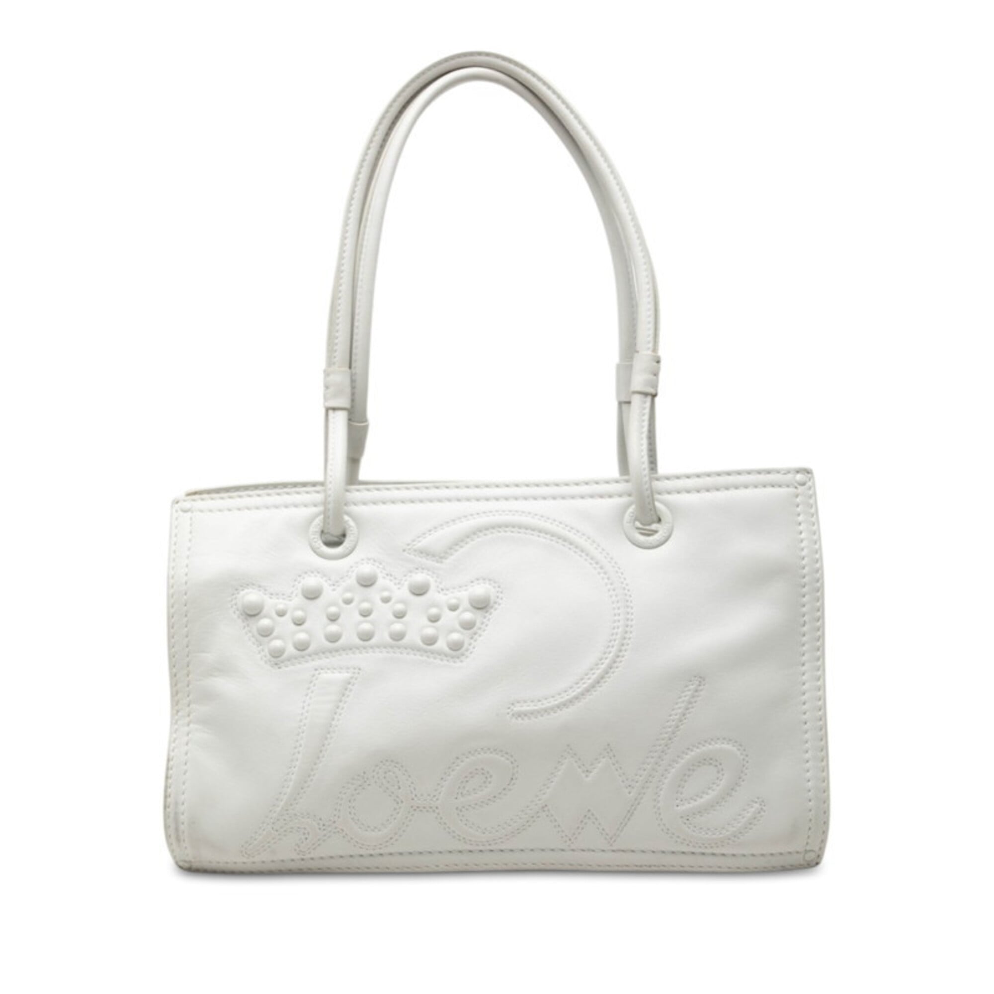 Loewe White Leather Shoulder Bag Tote Bag (Pre-Owned)