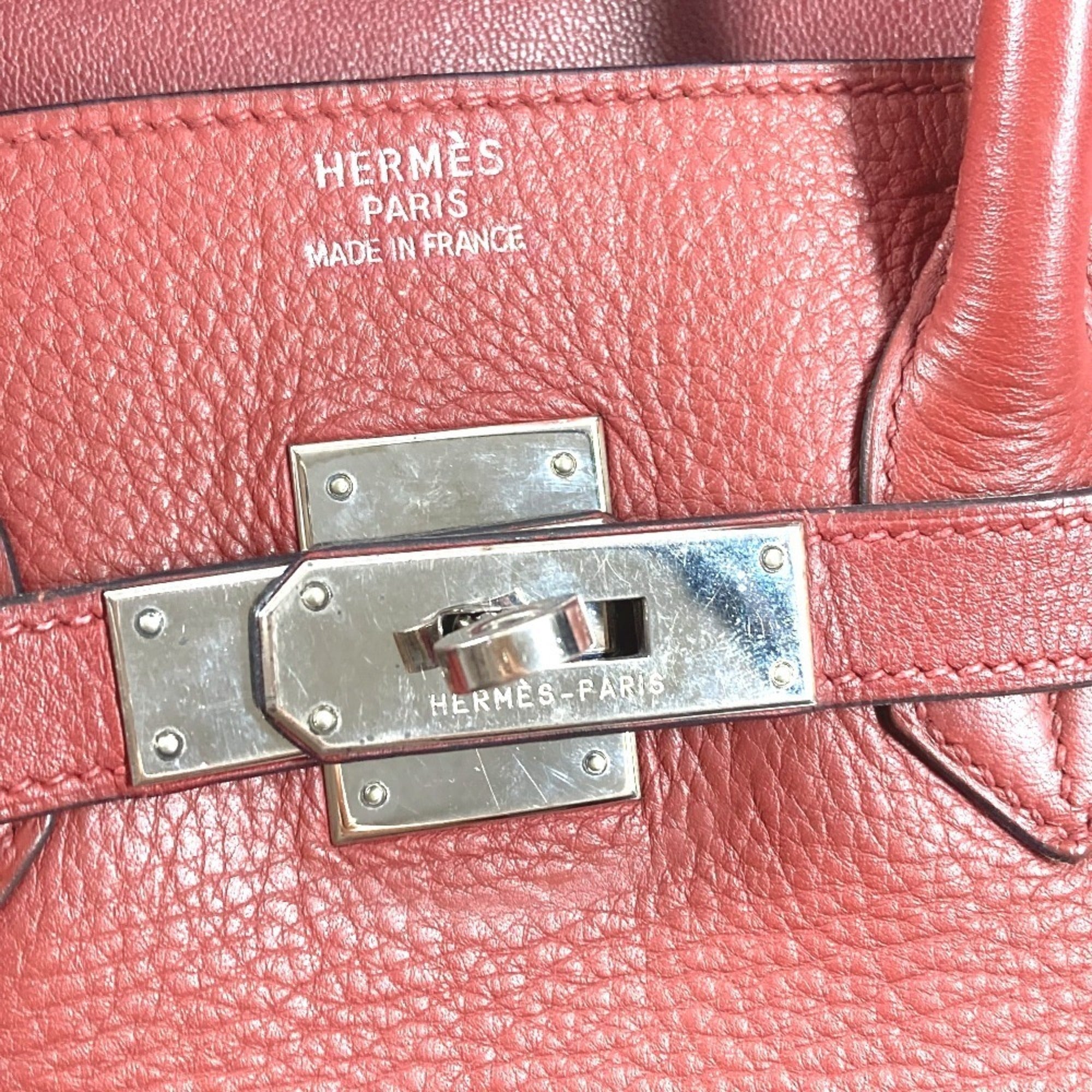 Hermes Red Color Rouge H Ardennes Leather Handbag Tote Bag (Pre-Owned)