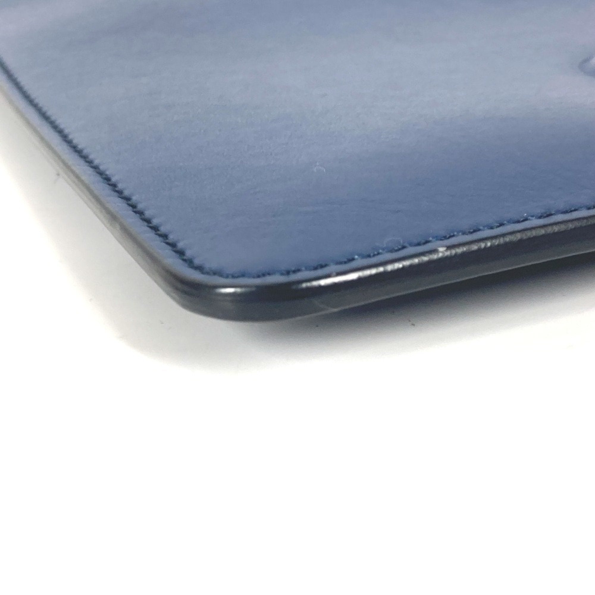 Salvatore Ferragamo Blue Leather Clutch Bag Pouch (Pre-Owned)