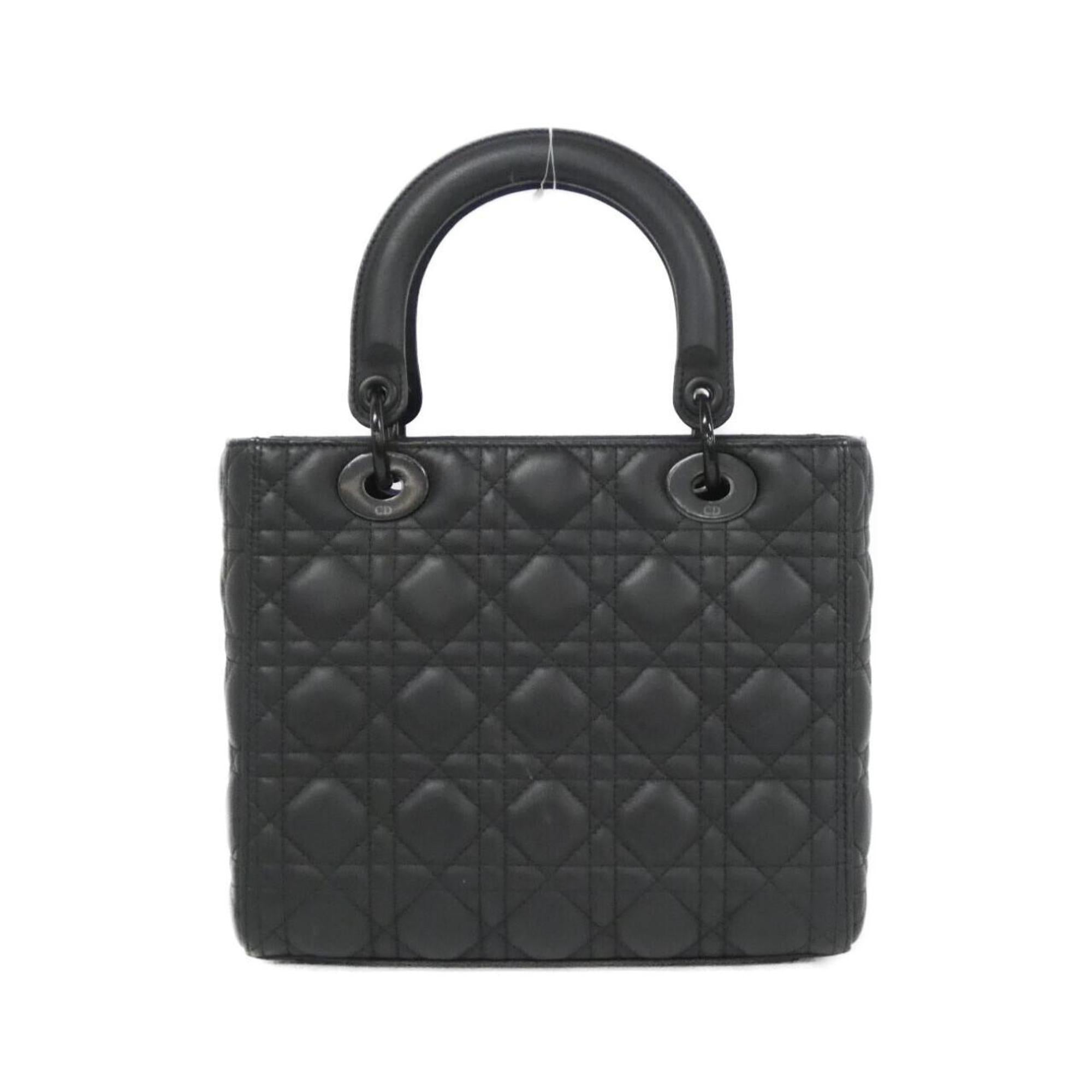 Christian Dior Lady Dior Black Leather Handbag (Pre-Owned)