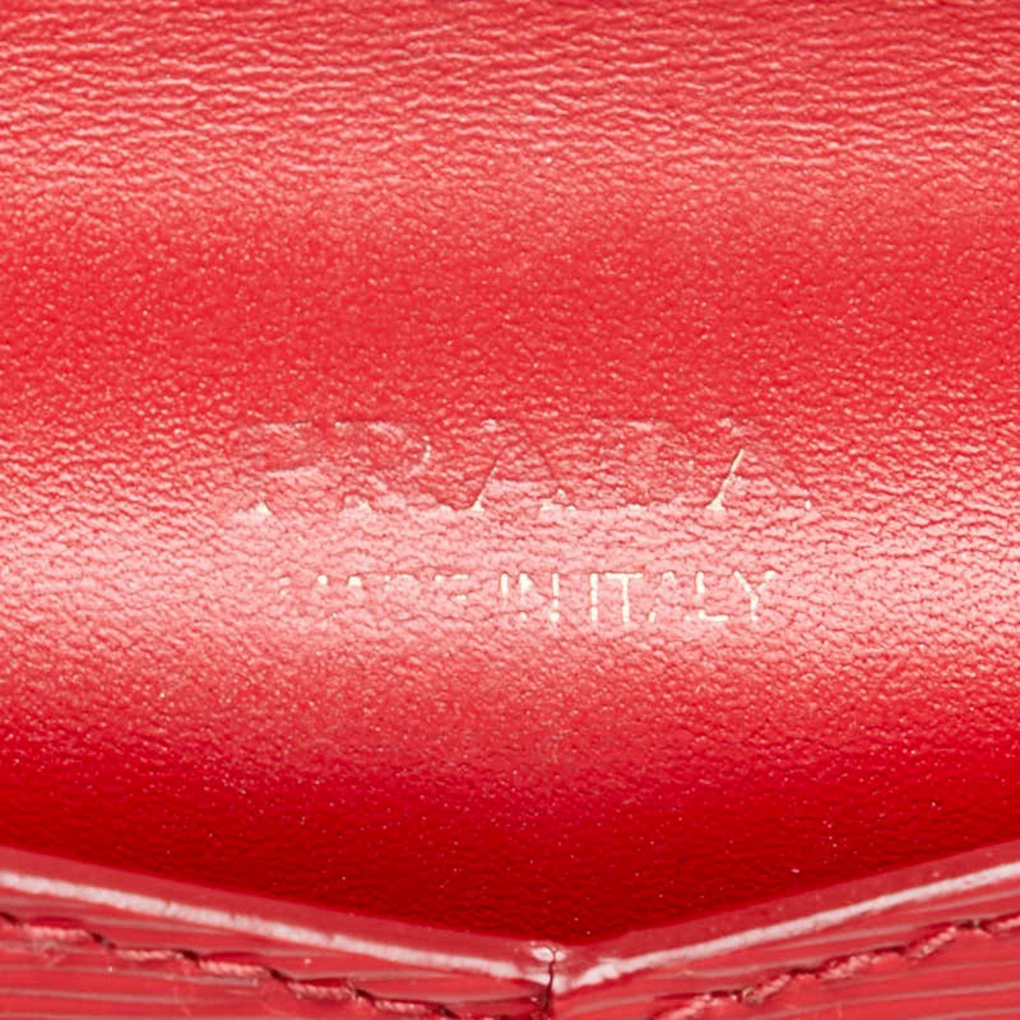 Prada Red Color Leather Long Wallet (Bi-Fold) (Pre-Owned)
